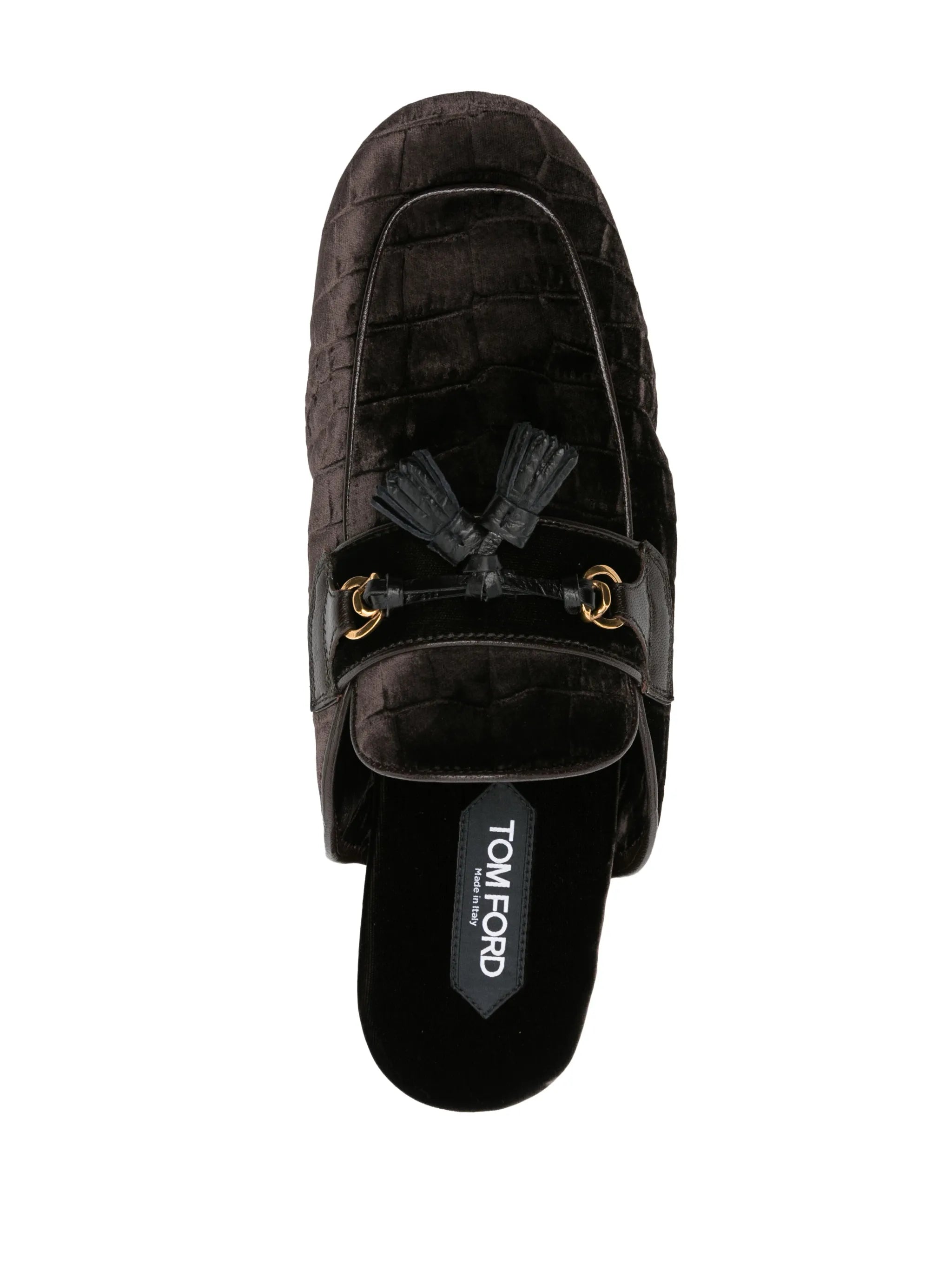 Stephan crocodile-print velvet slippers