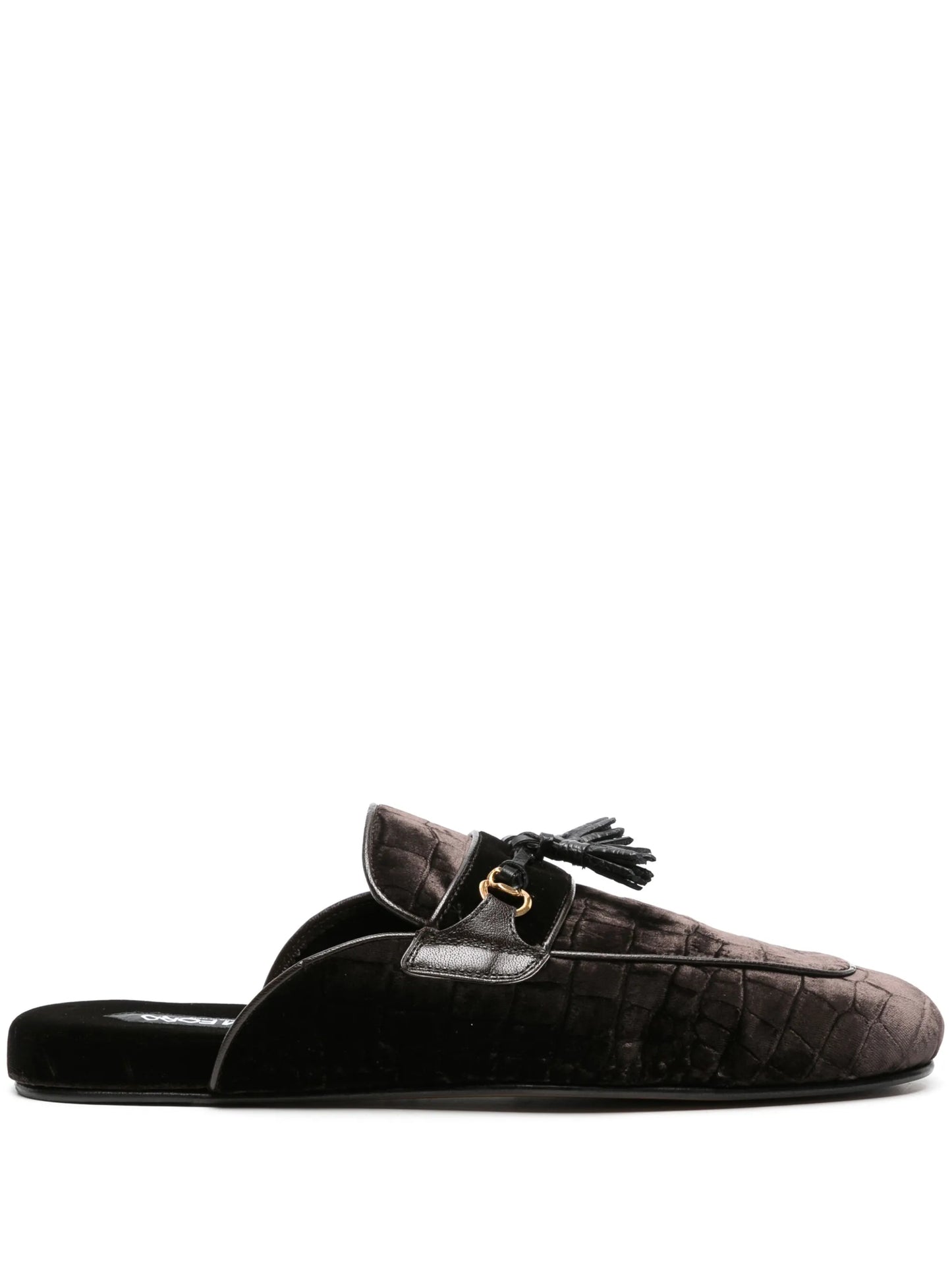 Stephan crocodile-print velvet slippers