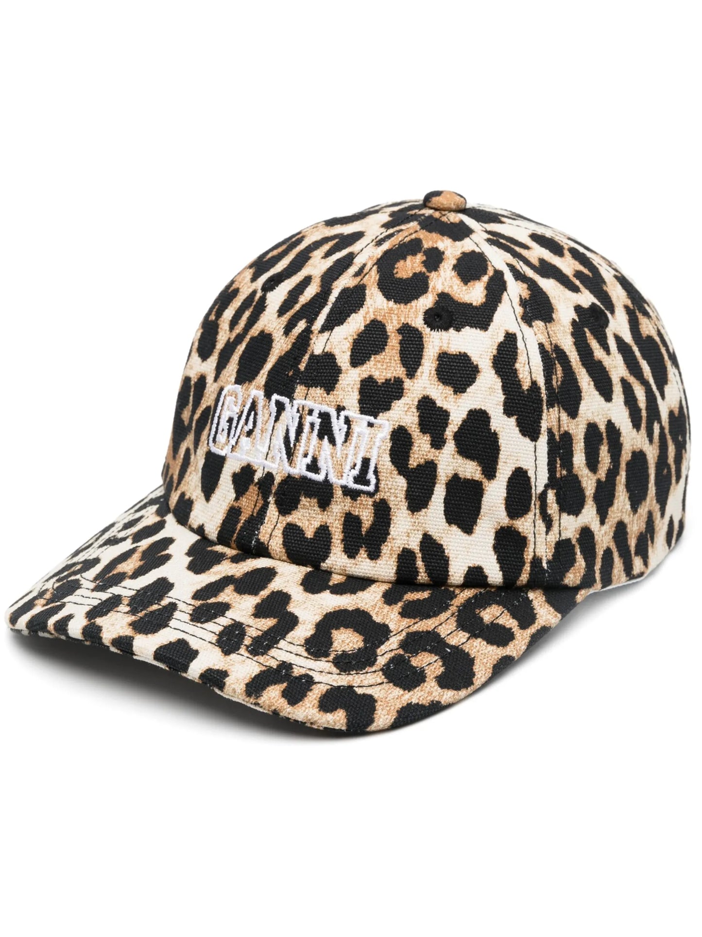 logo-embroidered leopard-print cap