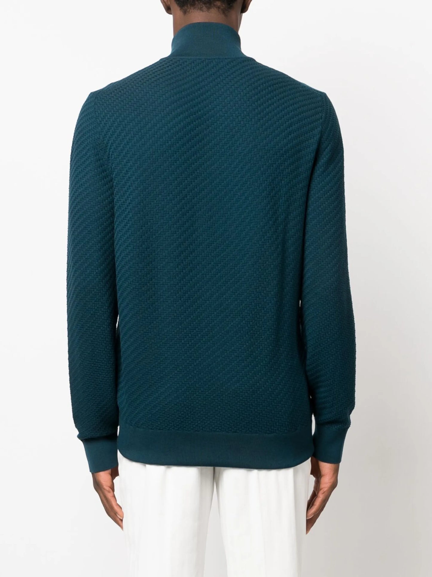 basket-weave knit cardigan