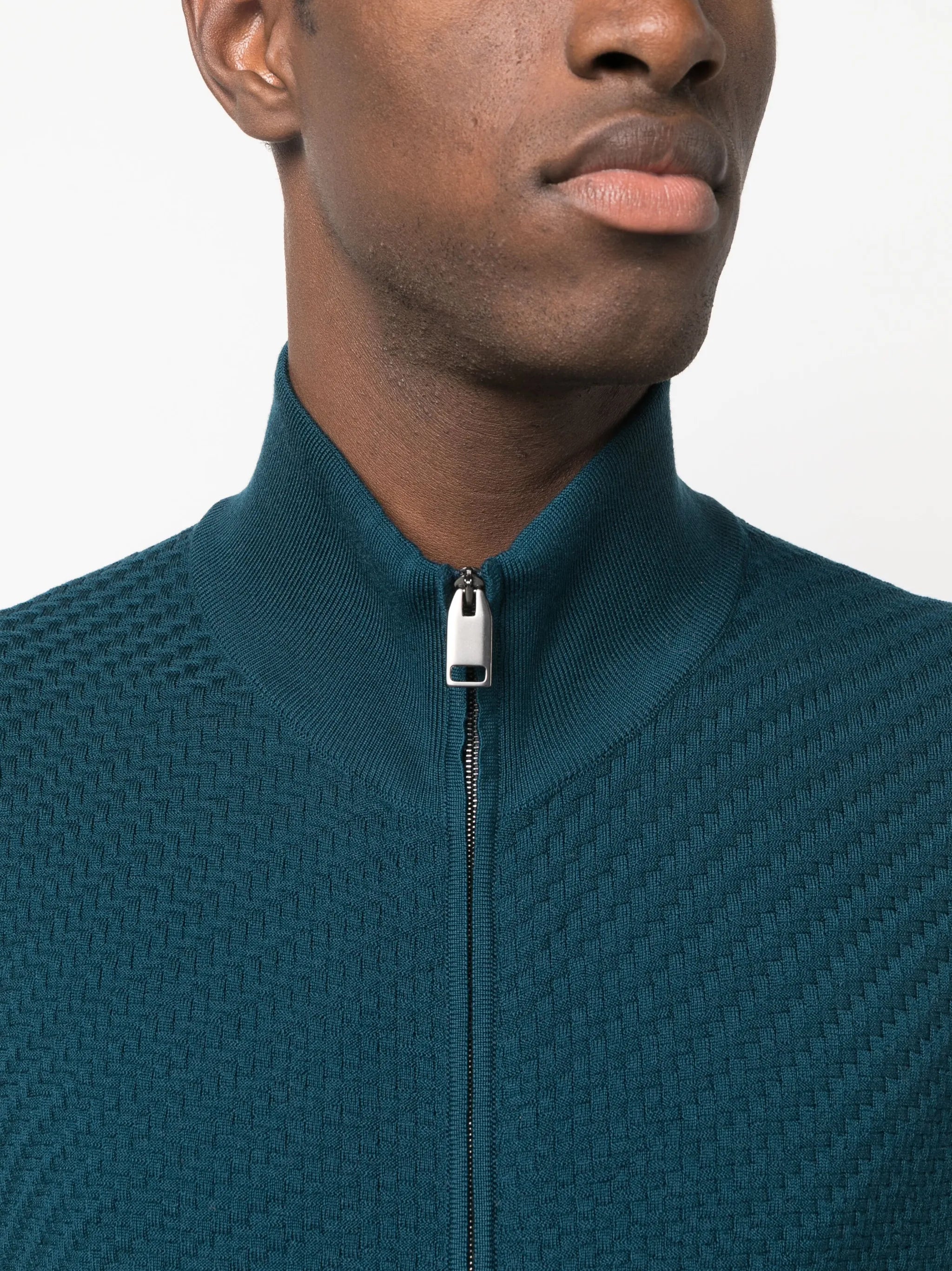 basket-weave knit cardigan