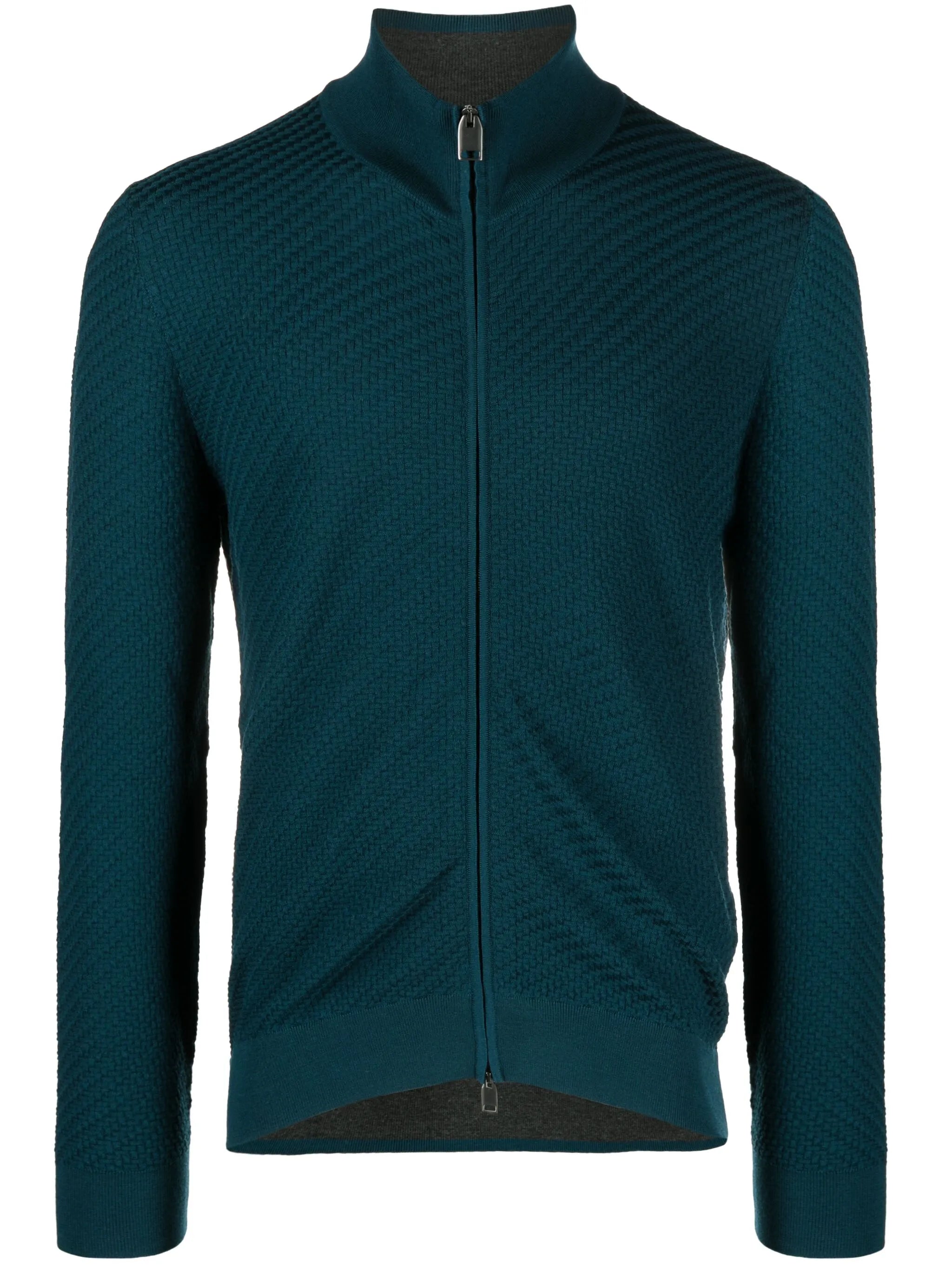 basket-weave knit cardigan