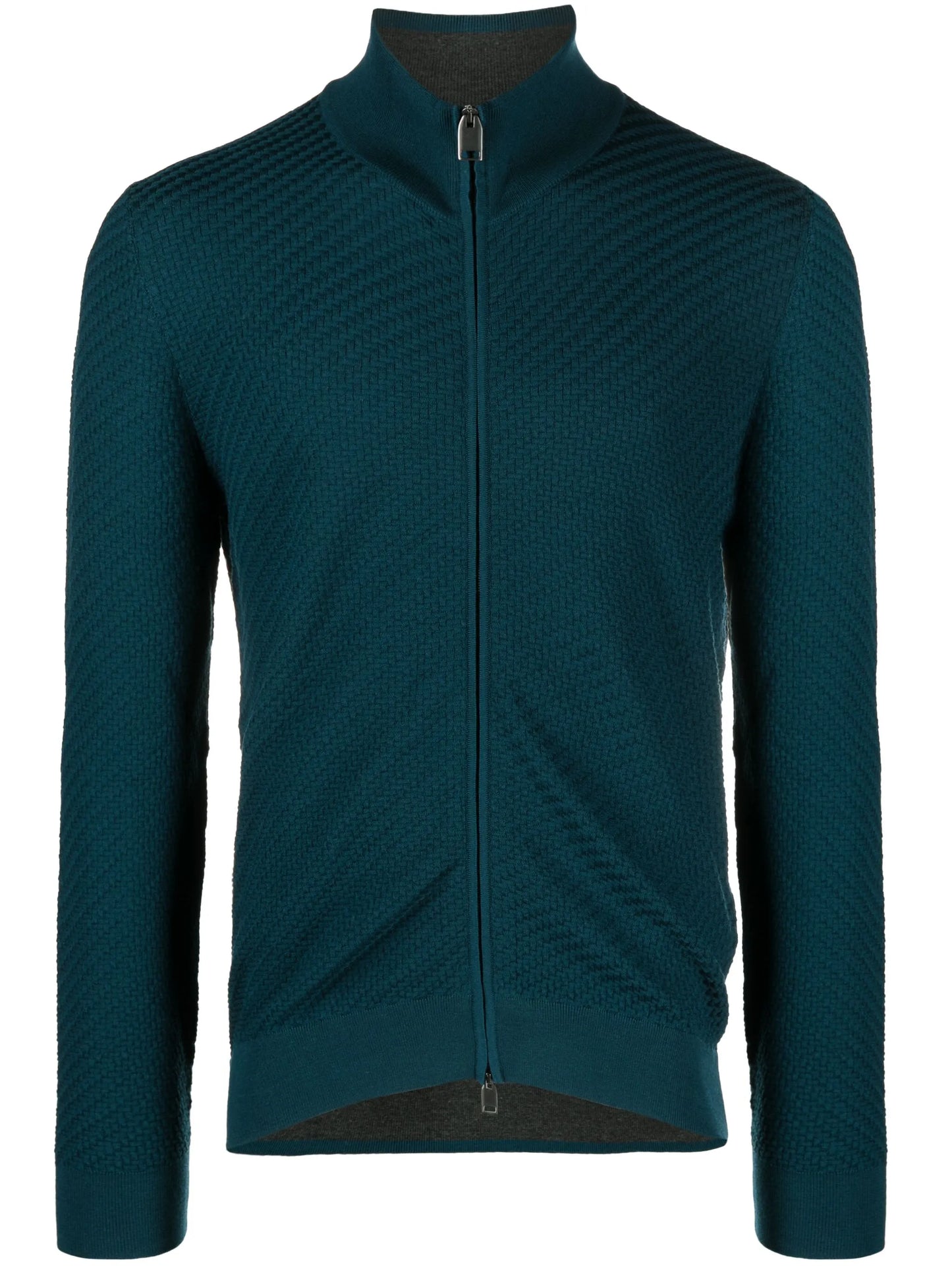 basket-weave knit cardigan