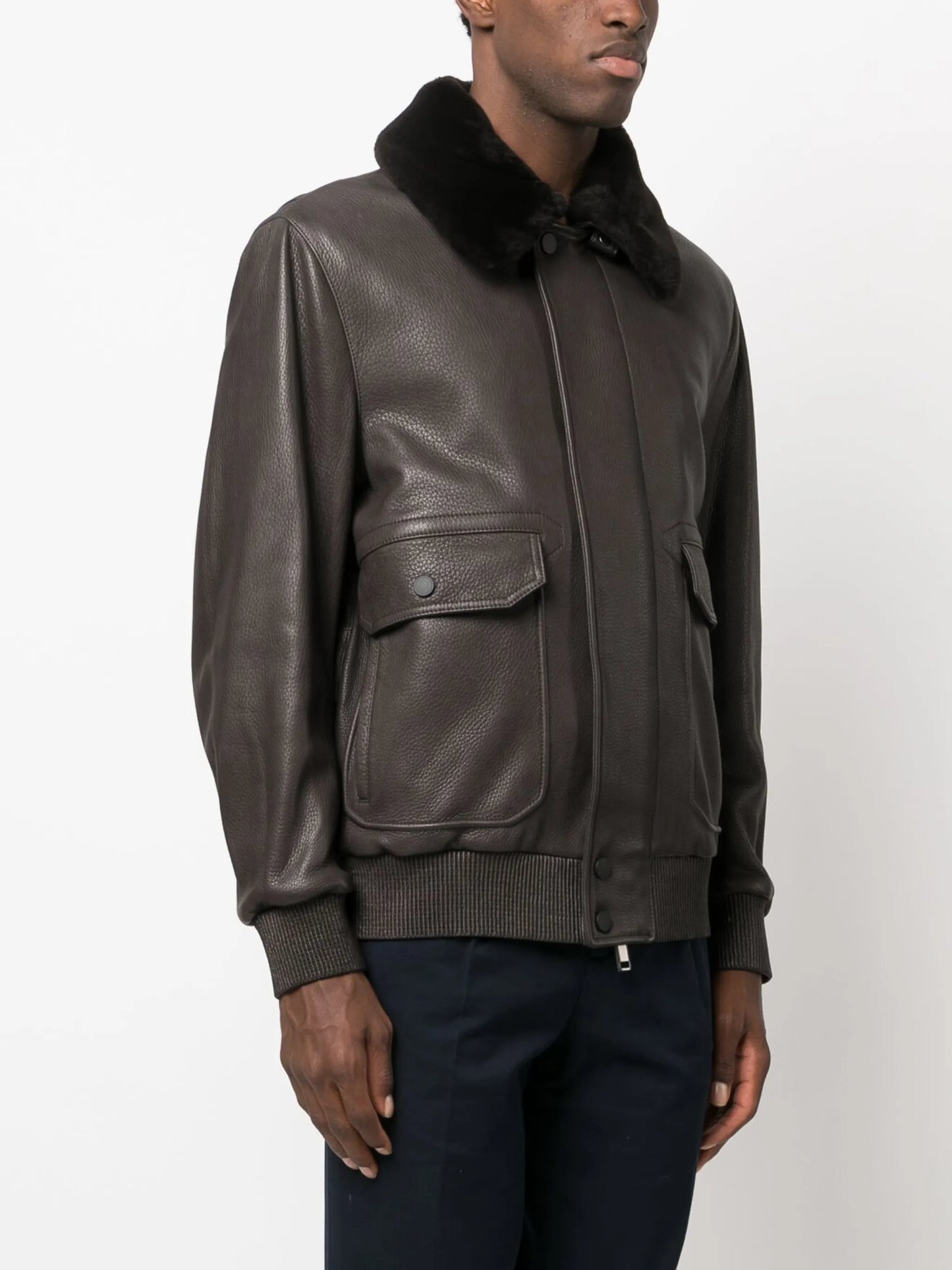 detachable-collar leather jacket