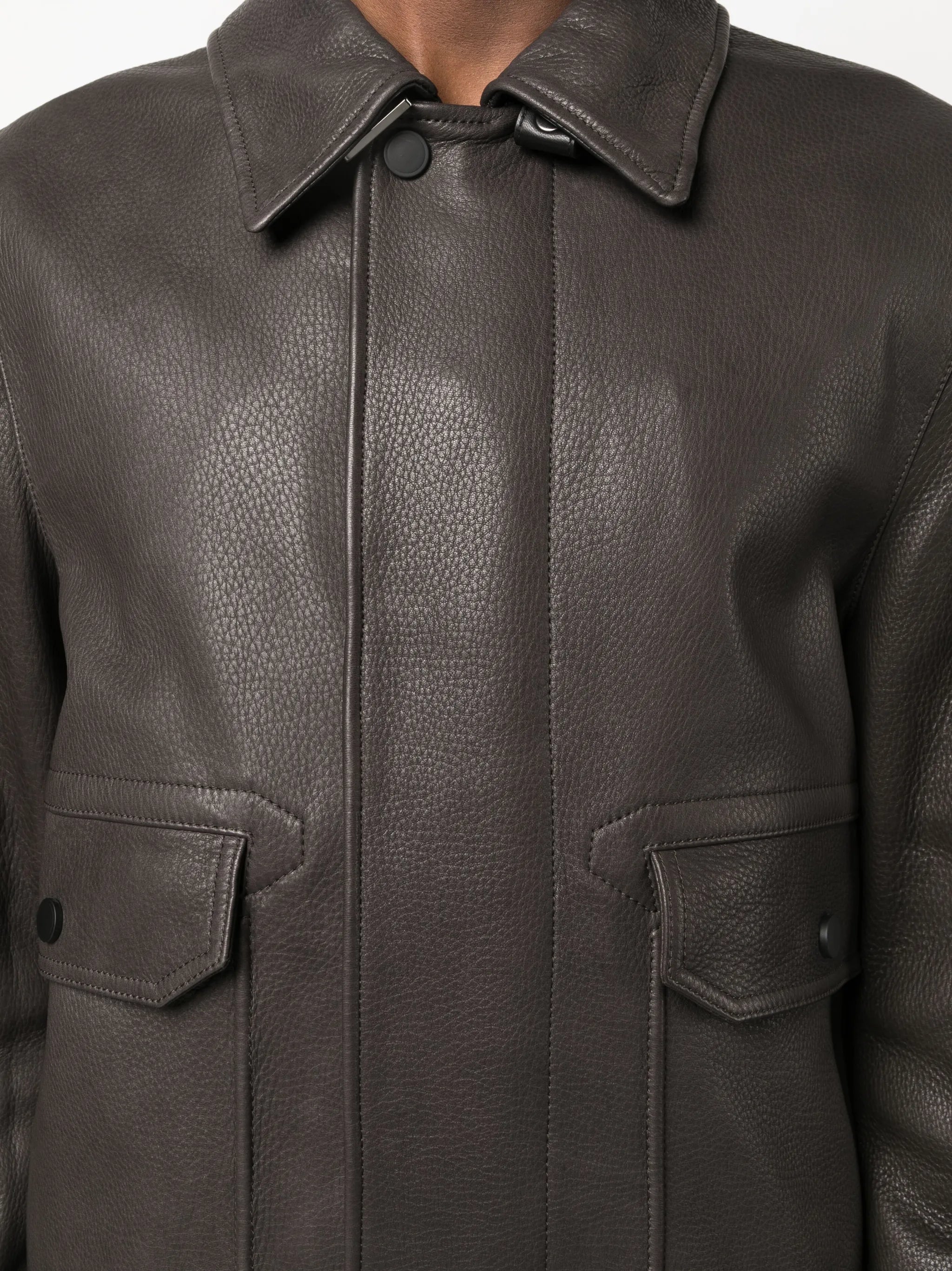 detachable-collar leather jacket