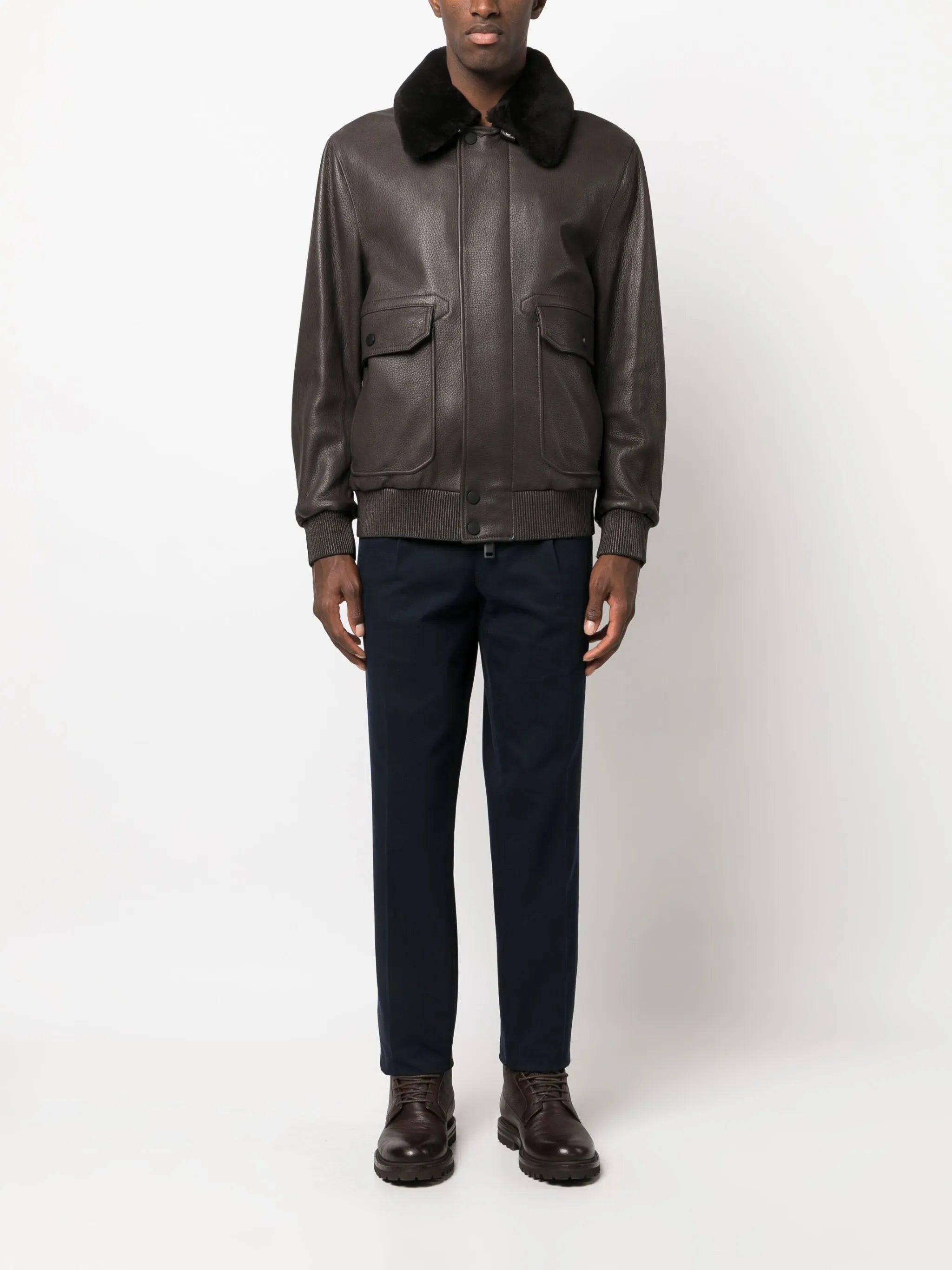 detachable-collar leather jacket