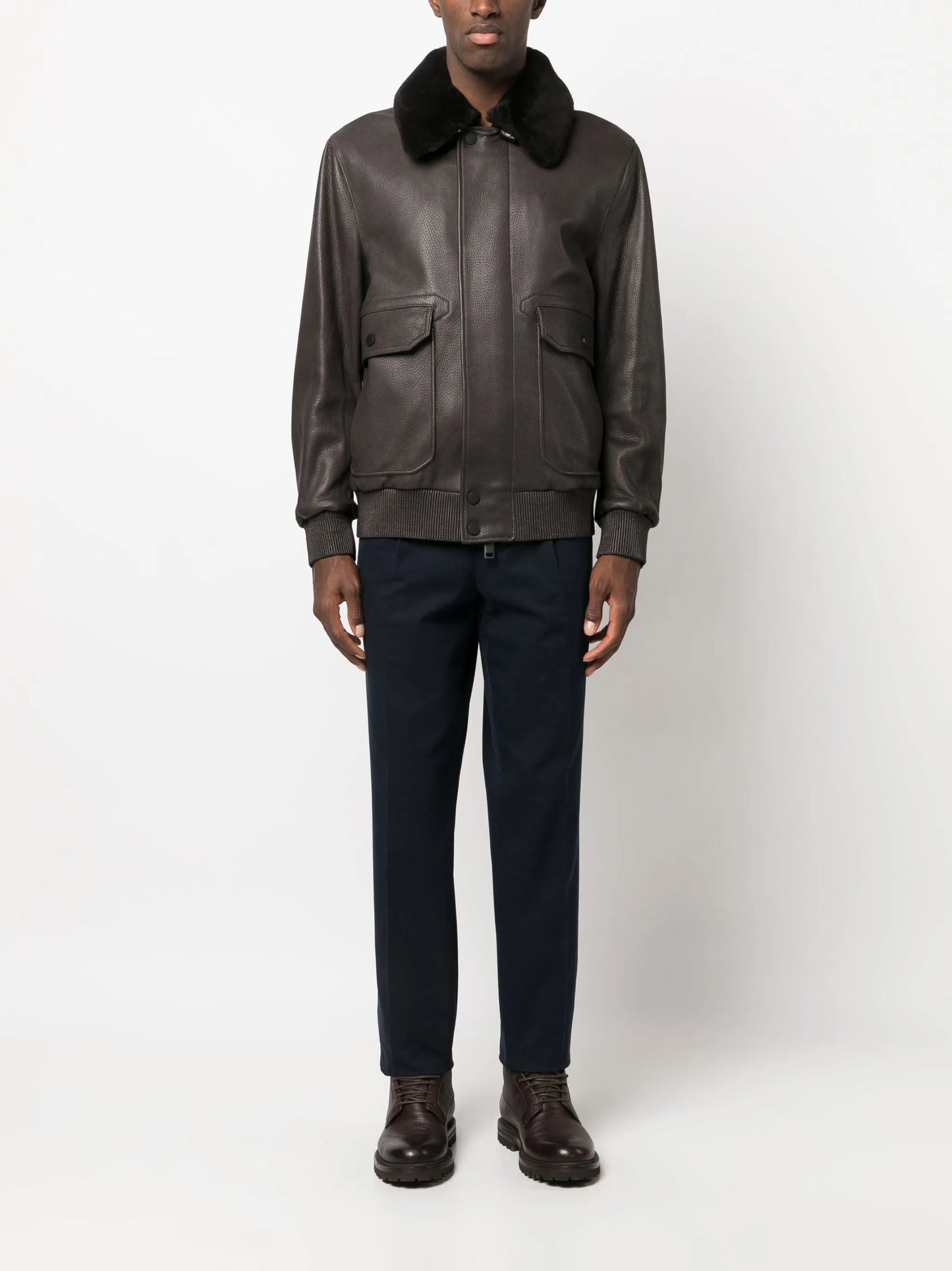 detachable-collar leather jacket