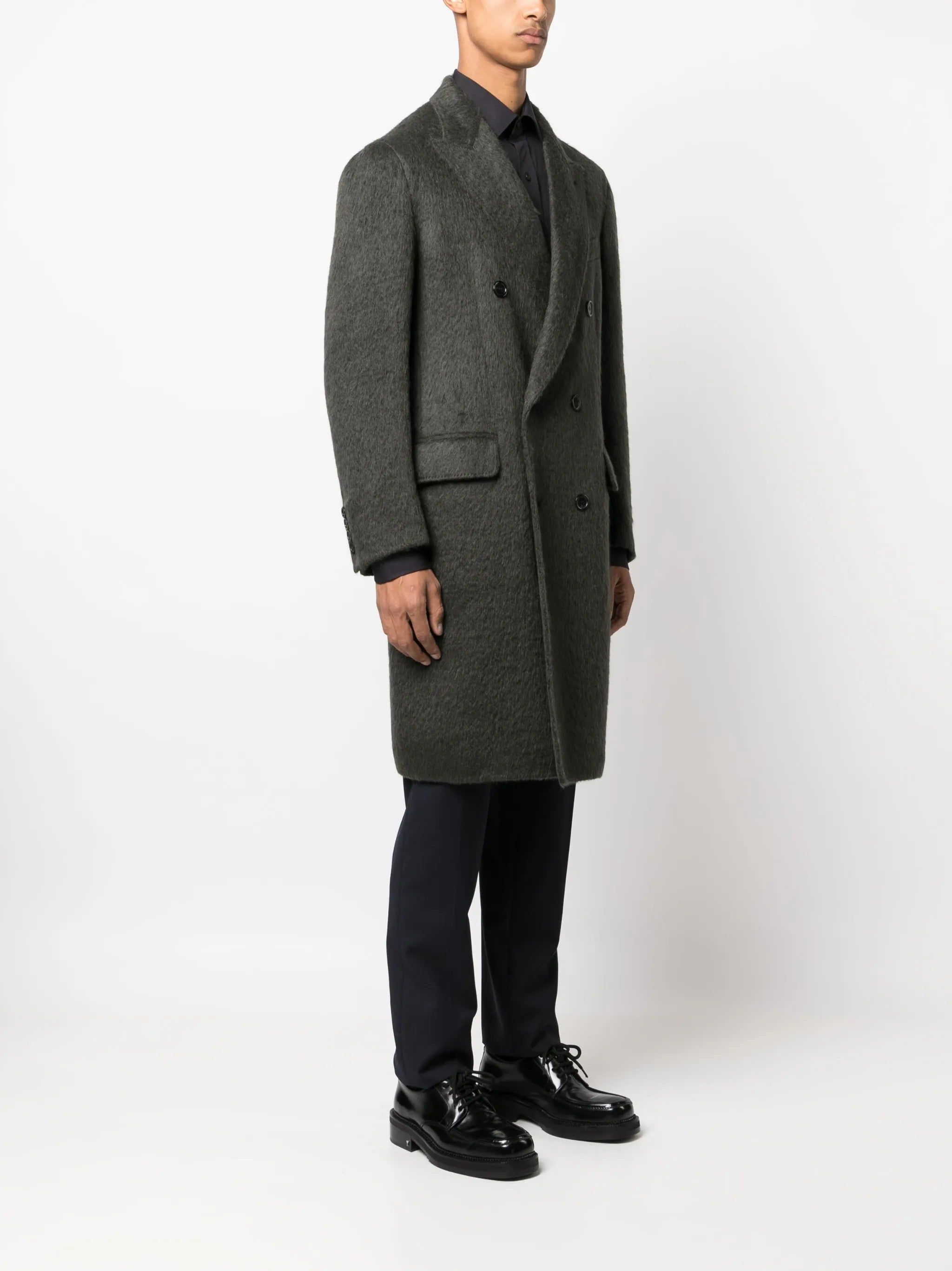 double-breasted wool-blend coat