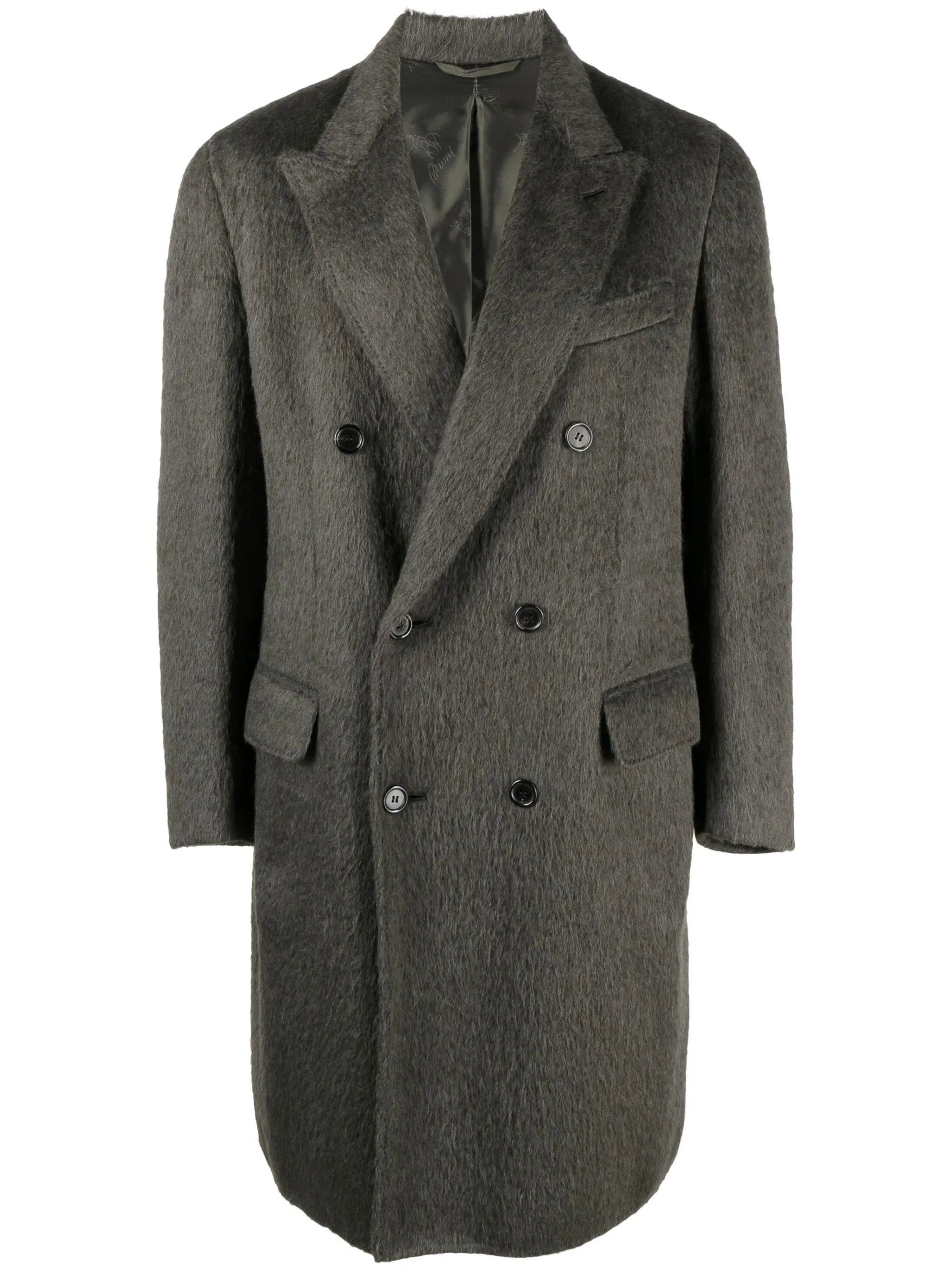 double-breasted wool-blend coat