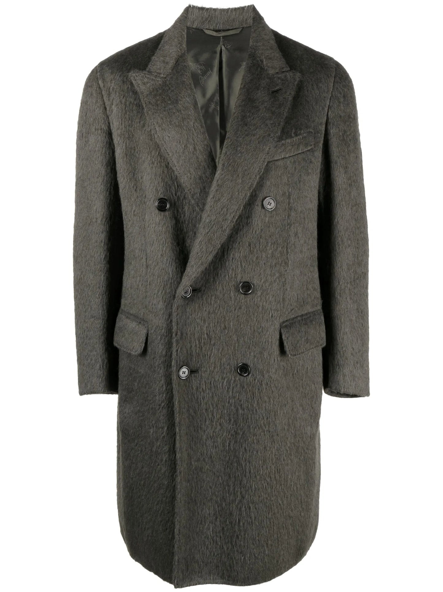 double-breasted wool-blend coat