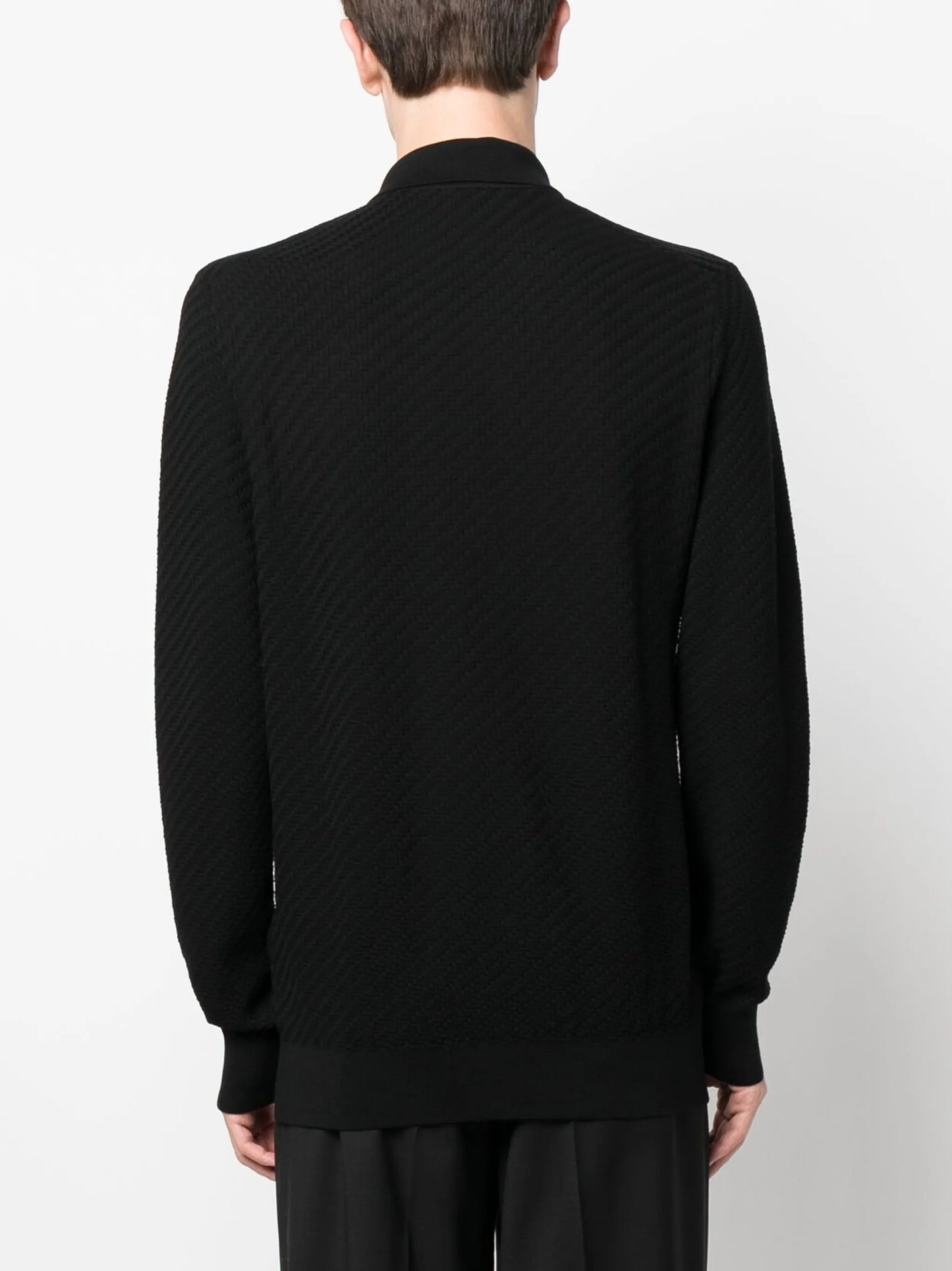 knit long-sleeve polo shirt
