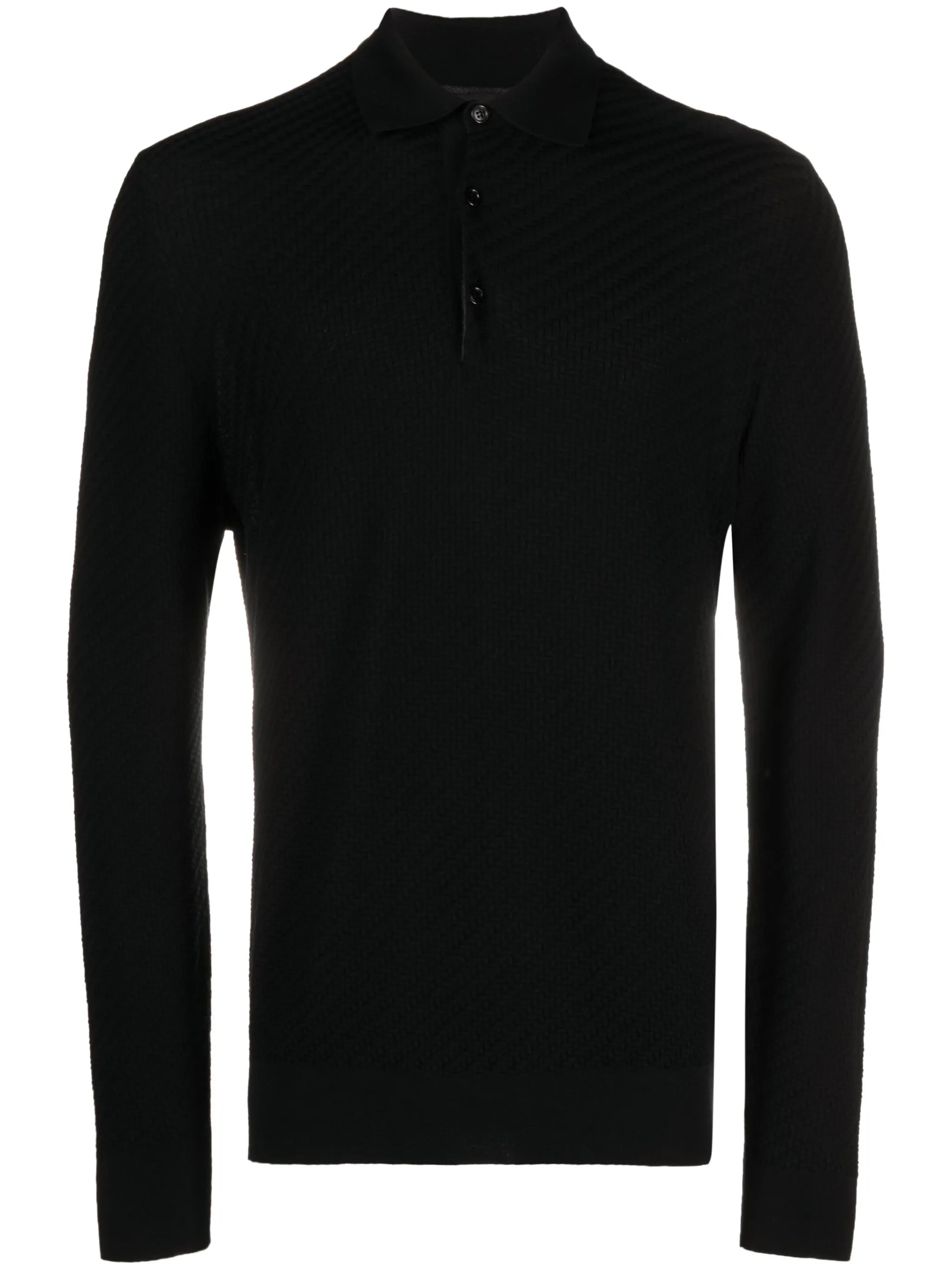 knit long-sleeve polo shirt