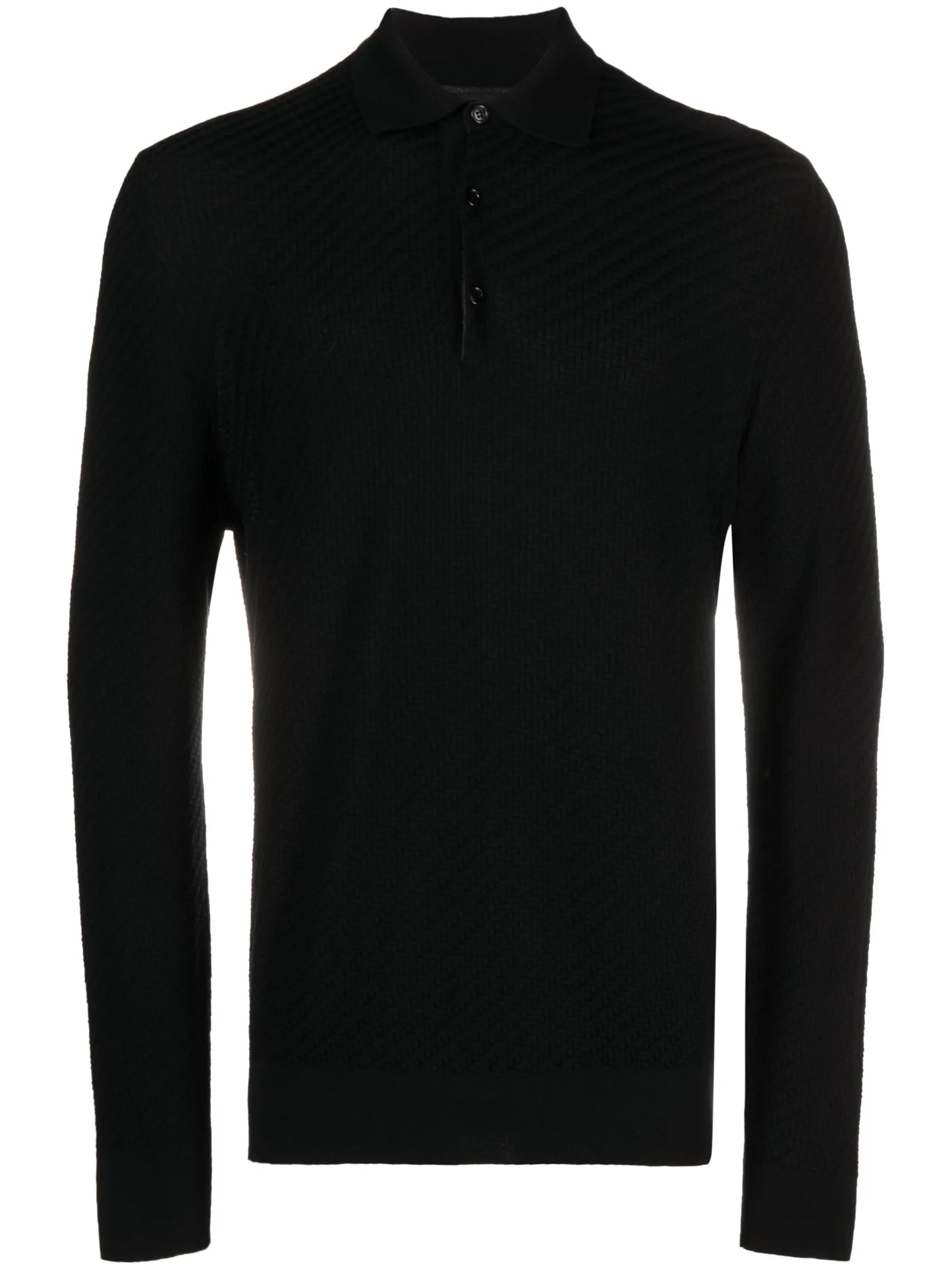 knit long-sleeve polo shirt