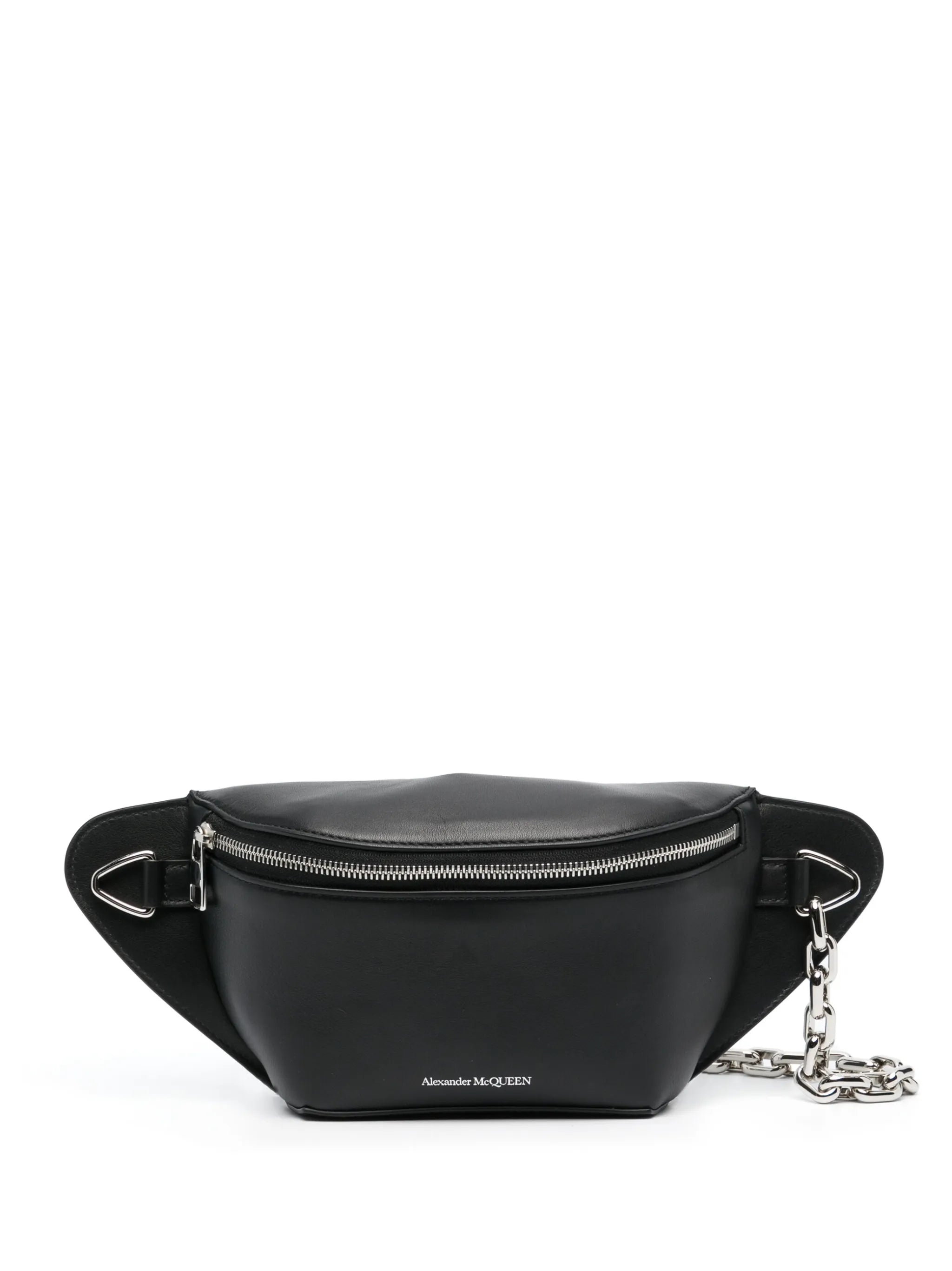 logo-print leather belt bag