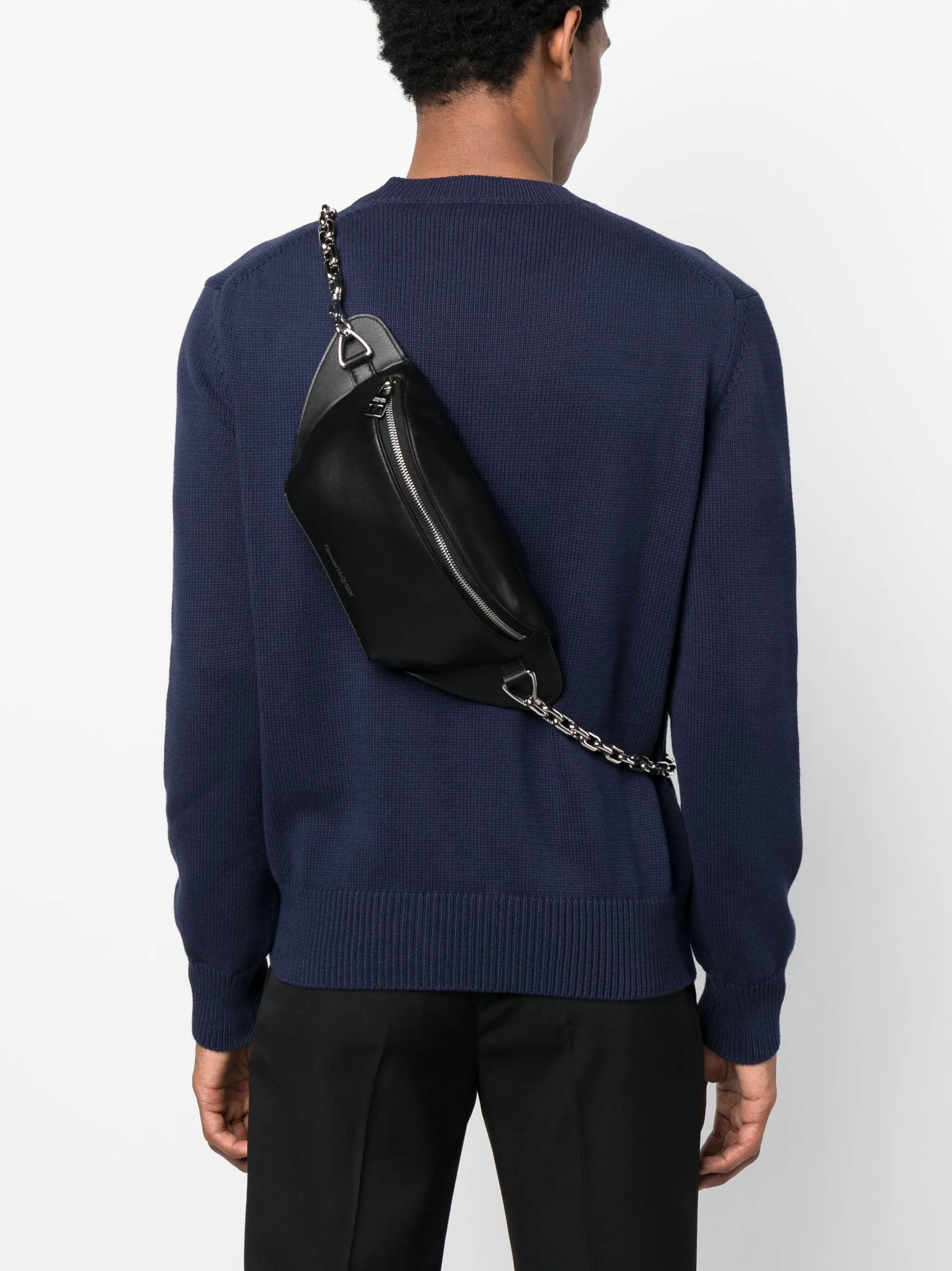 logo-print leather belt bag
