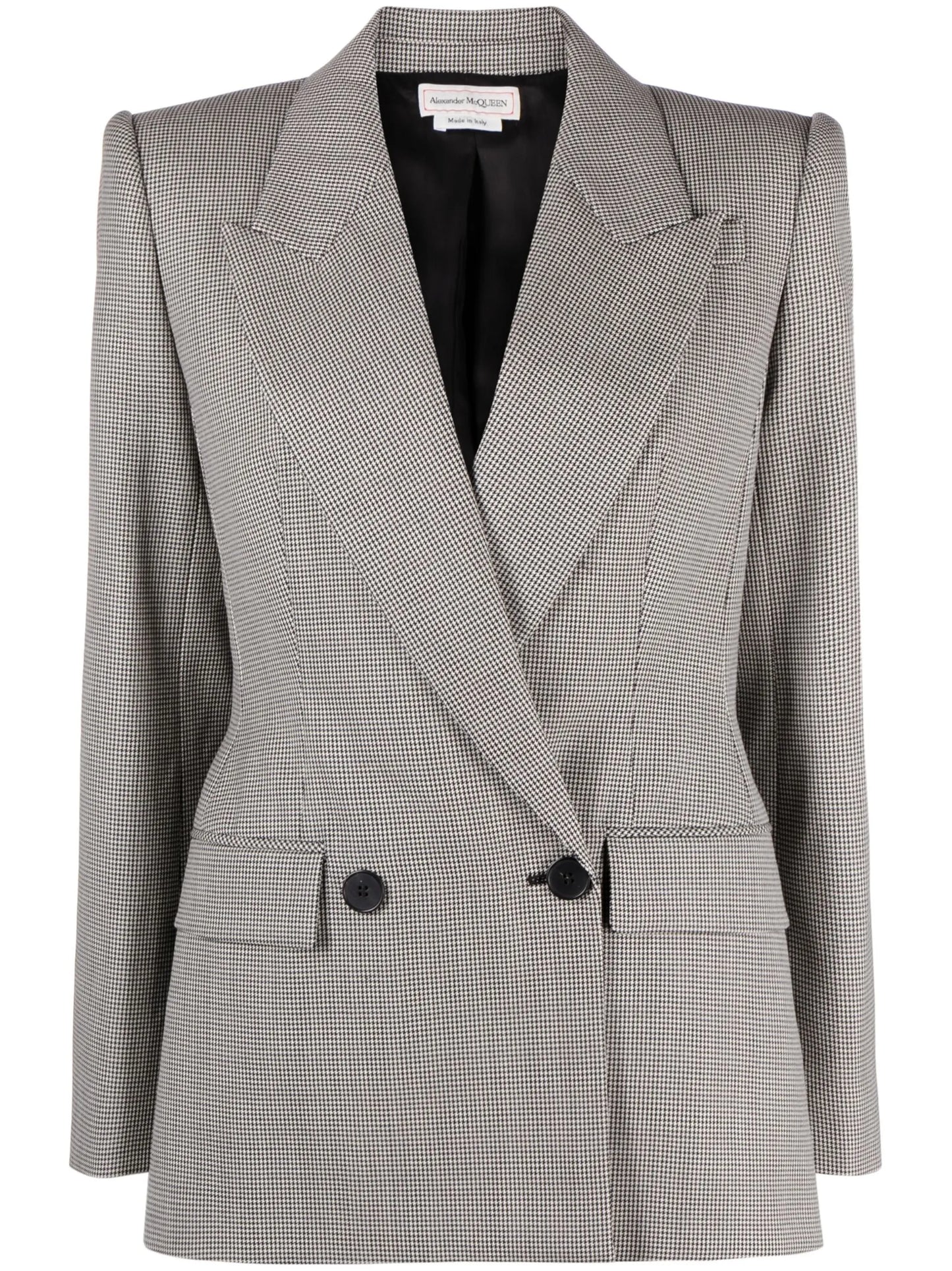 houndstooth double-breasted wool blazer