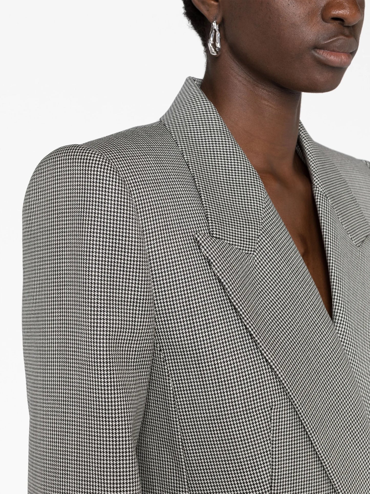 houndstooth double-breasted wool blazer