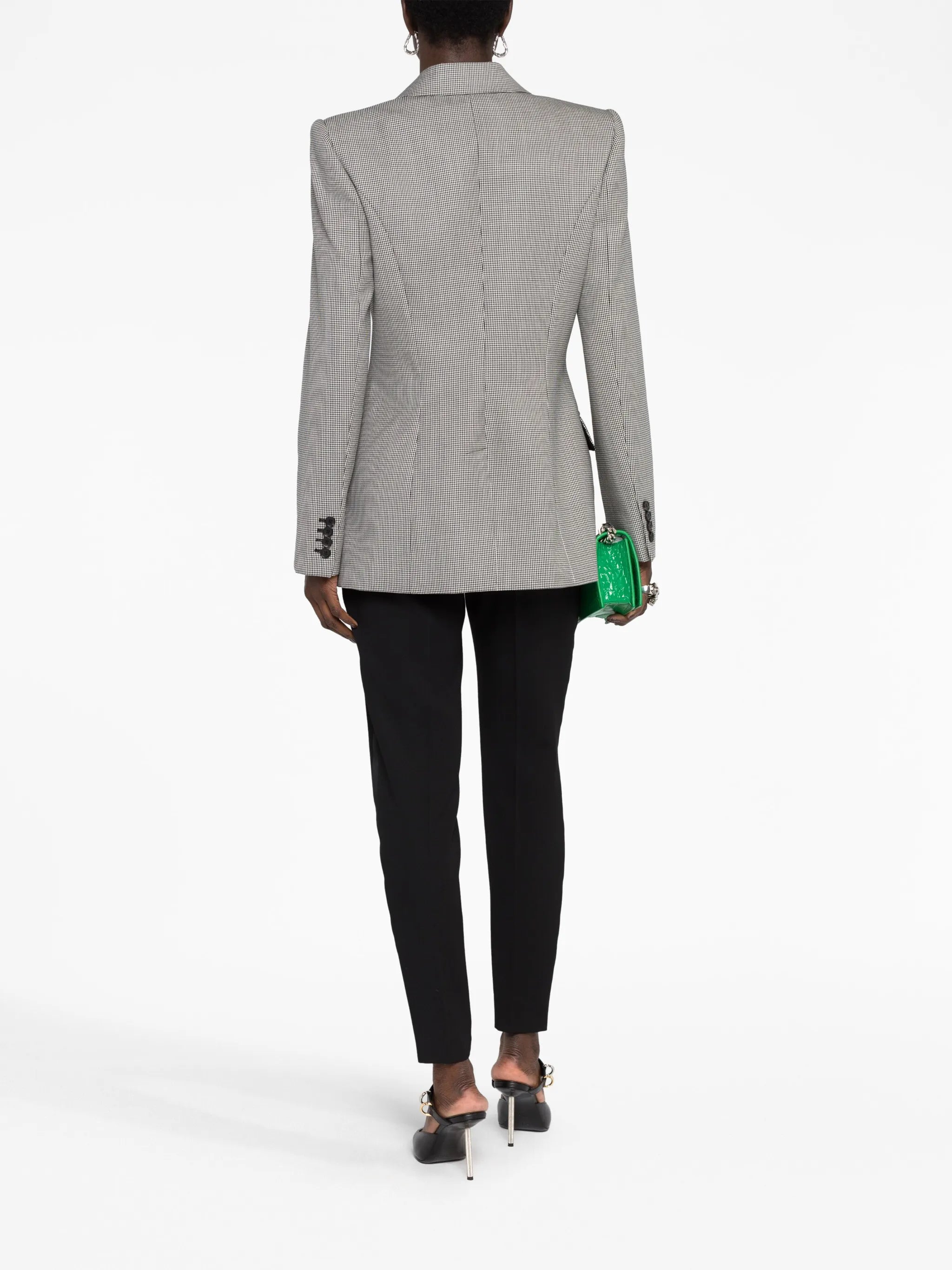 houndstooth double-breasted wool blazer