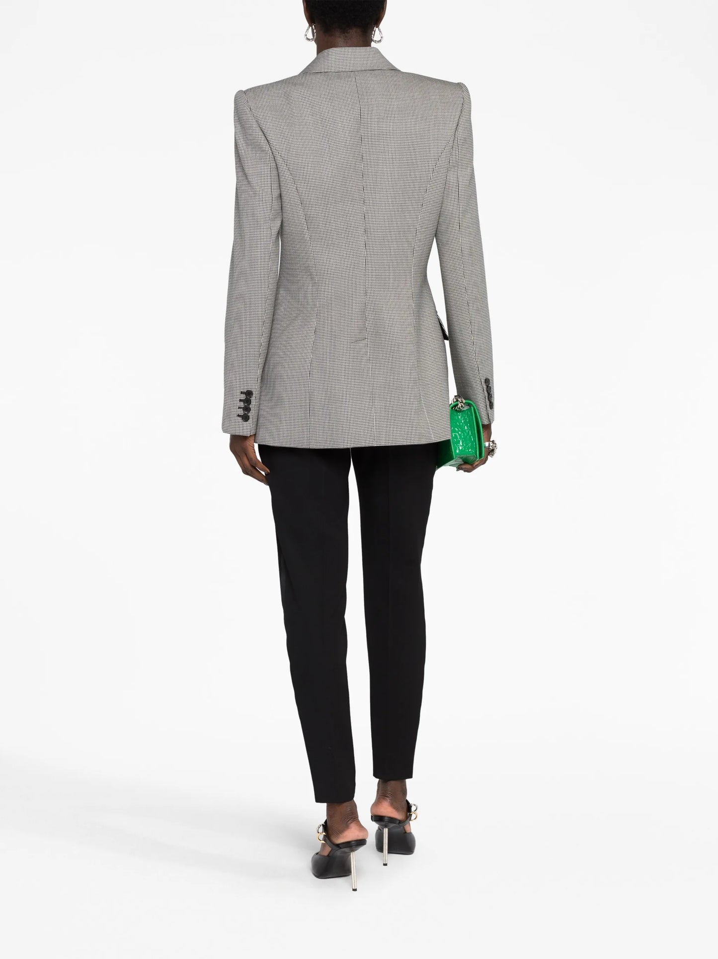 houndstooth double-breasted wool blazer