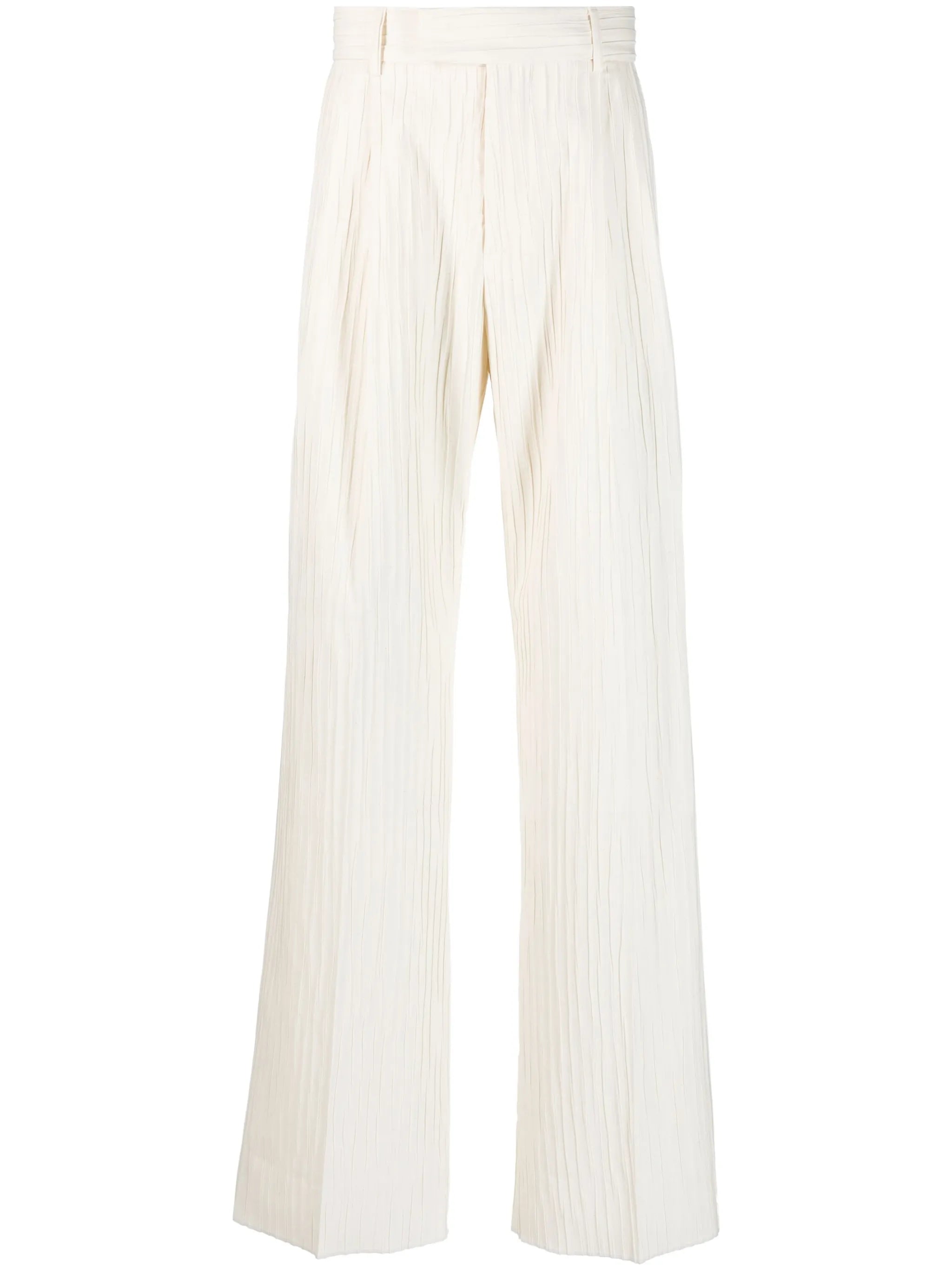 pleated straight-leg trousers