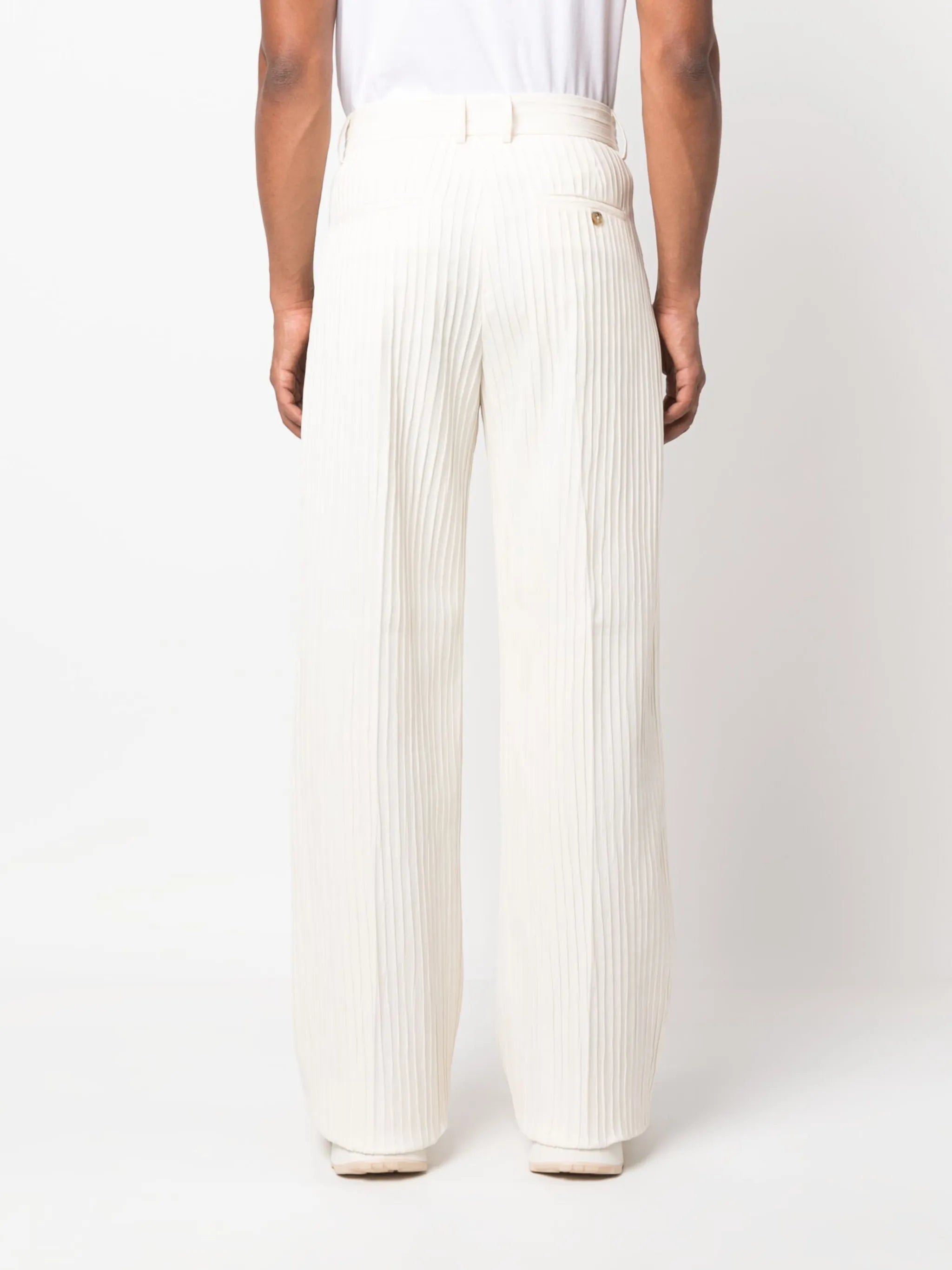 pleated straight-leg trousers