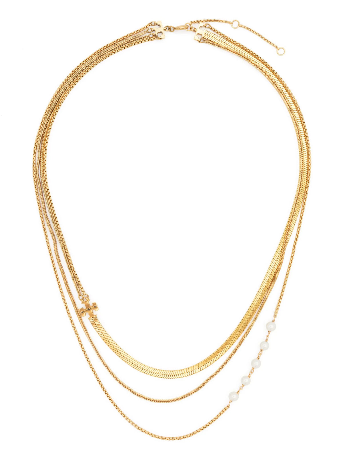logo-plaque multi-chain necklace