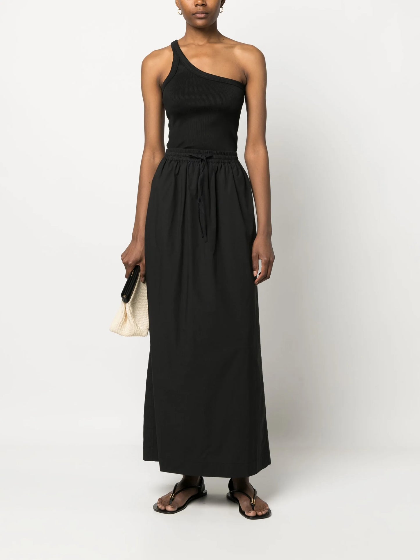 high-waisted cotton maxi skirt