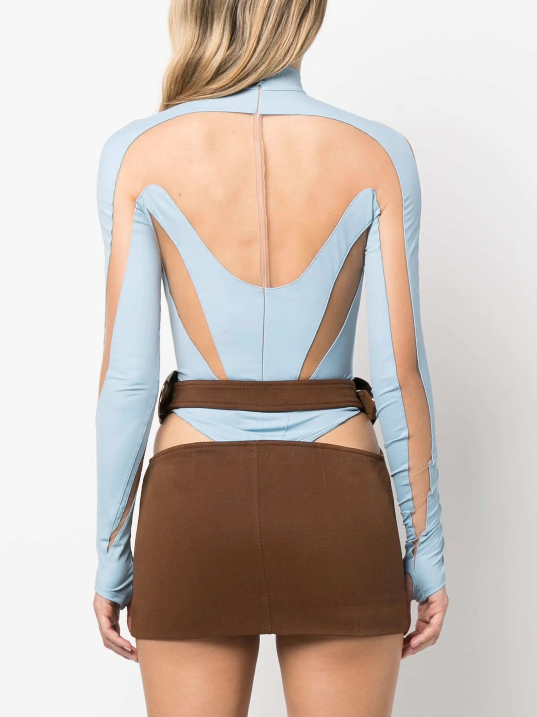 panelled sheer bodysuit