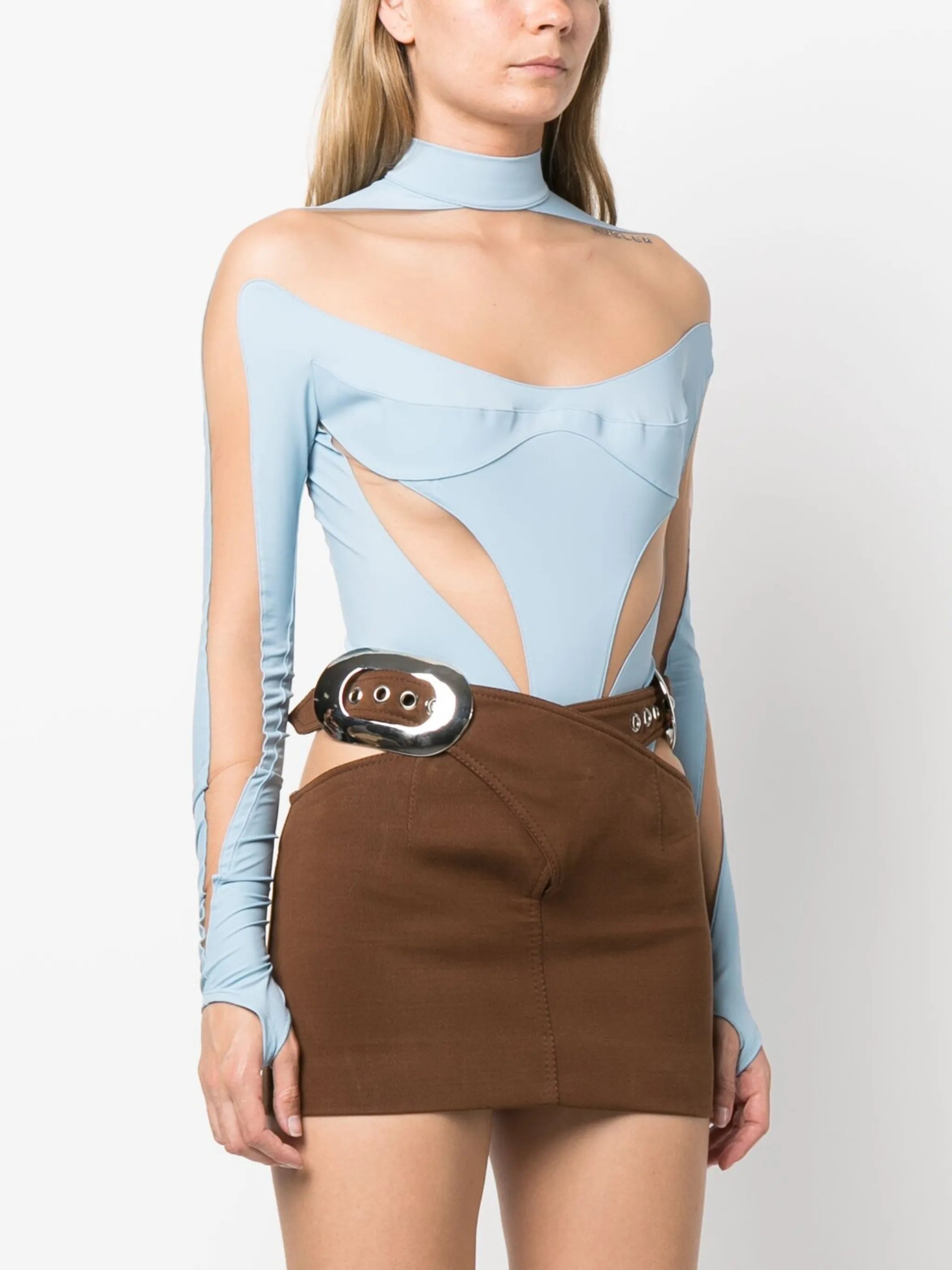 panelled sheer bodysuit