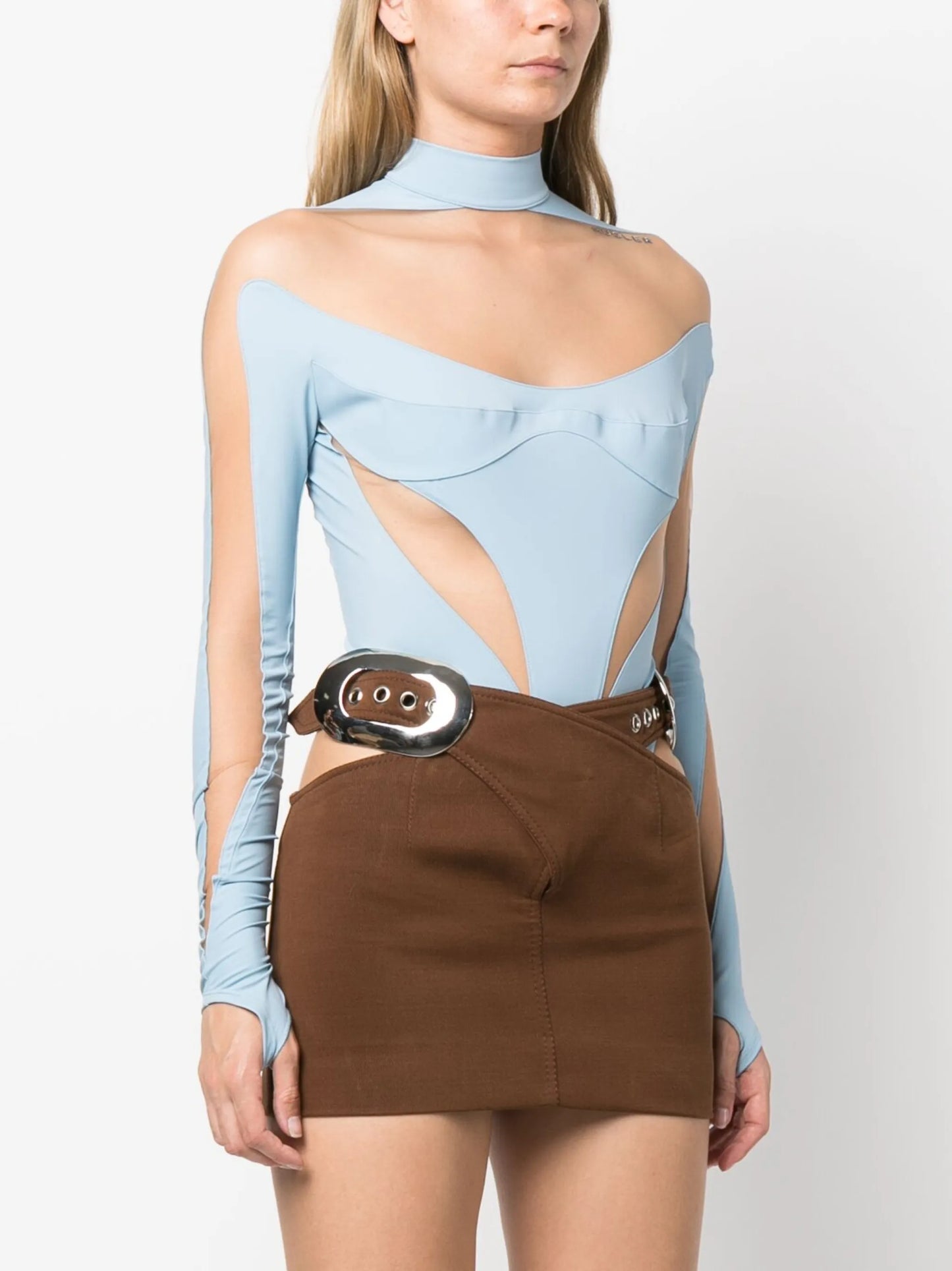 panelled sheer bodysuit