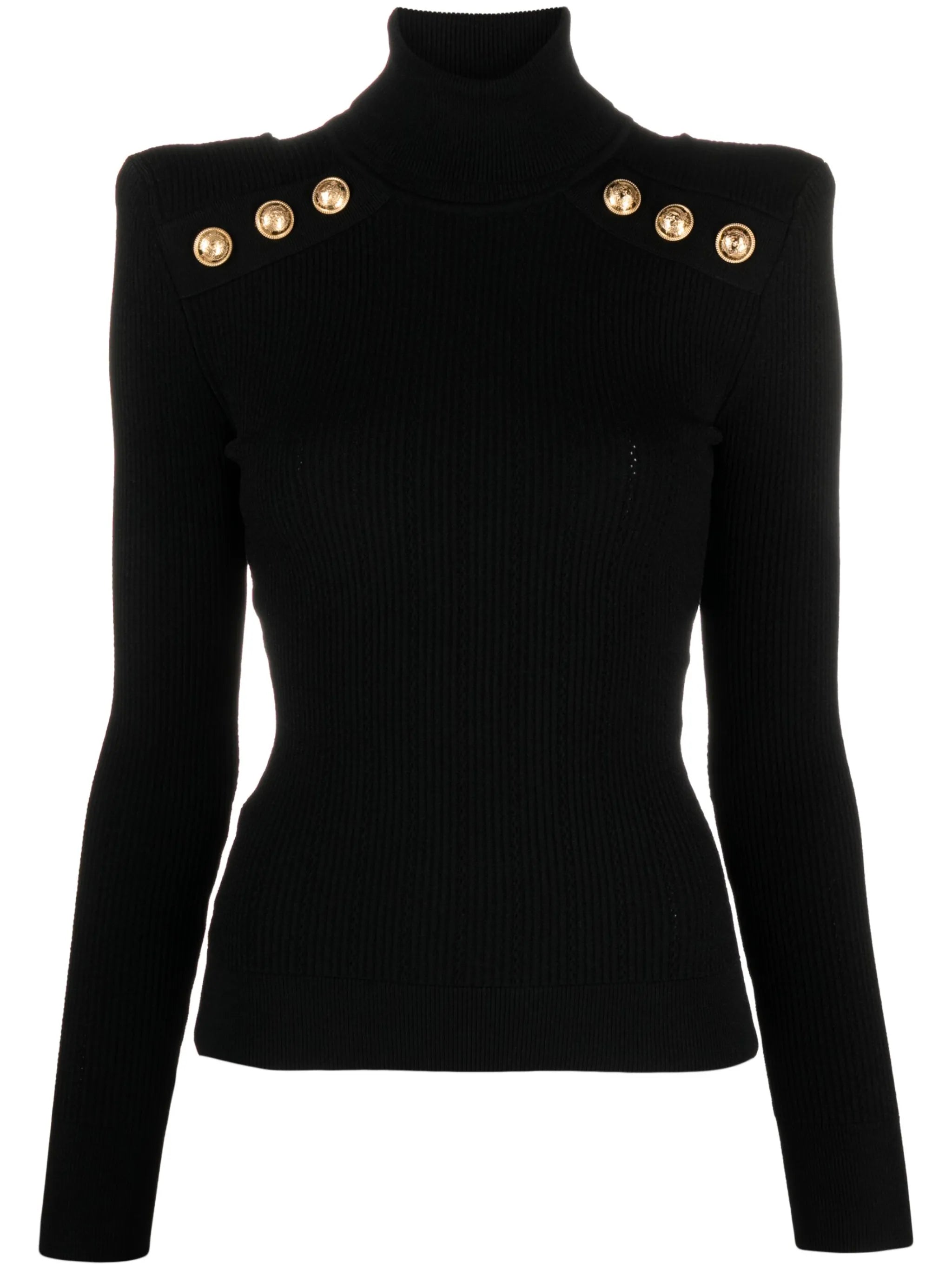 button-detail high-neck knitted top