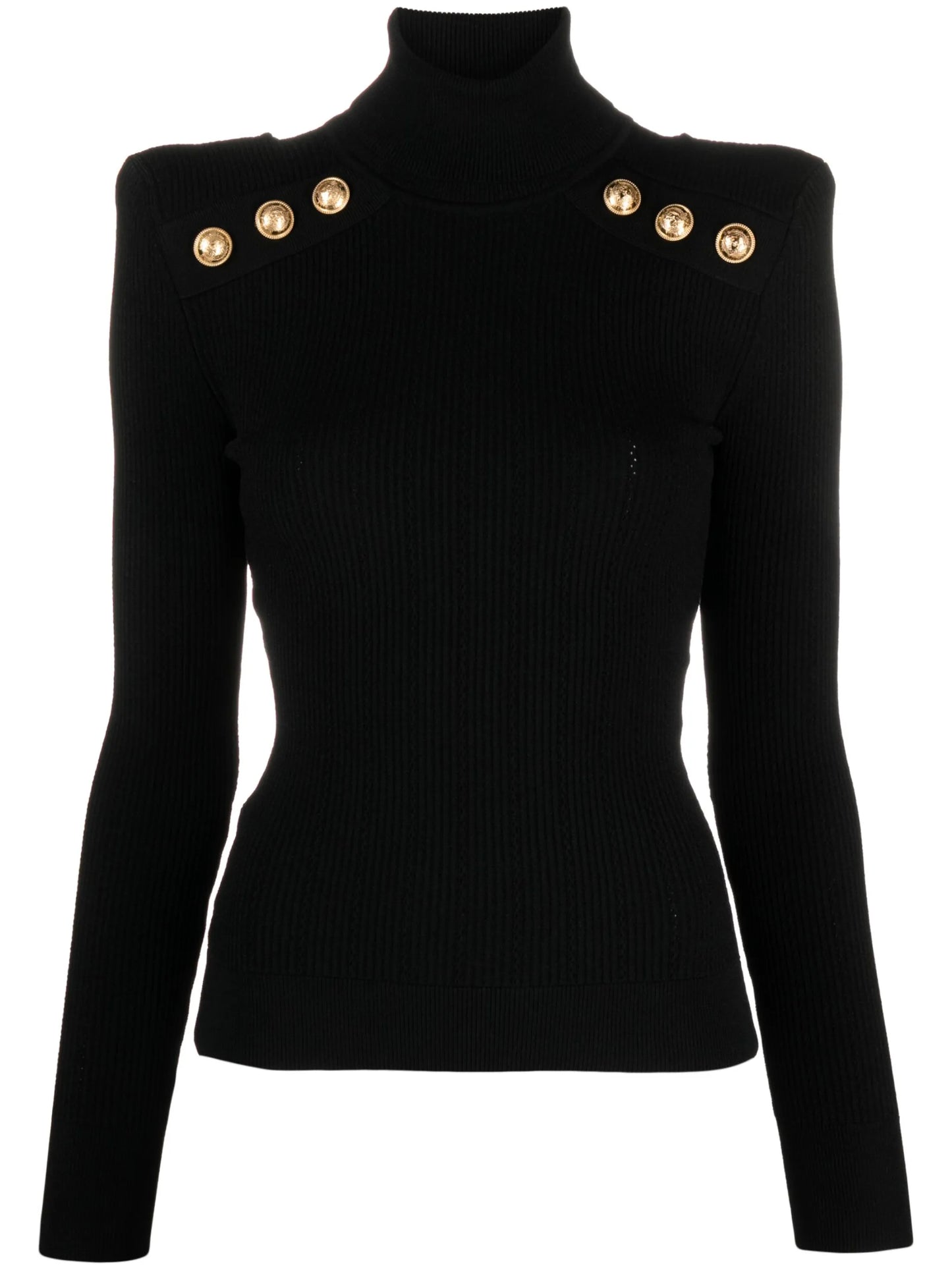 button-detail high-neck knitted top