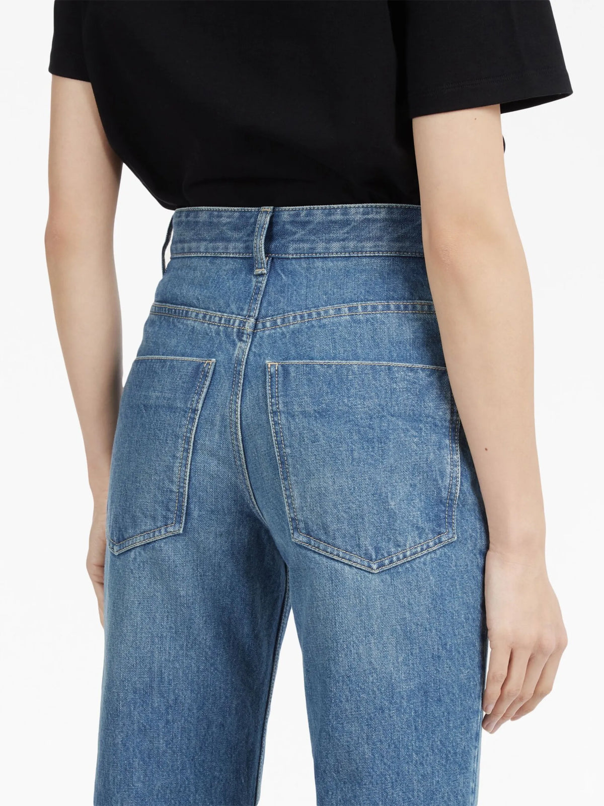 high-waisted flared jeans