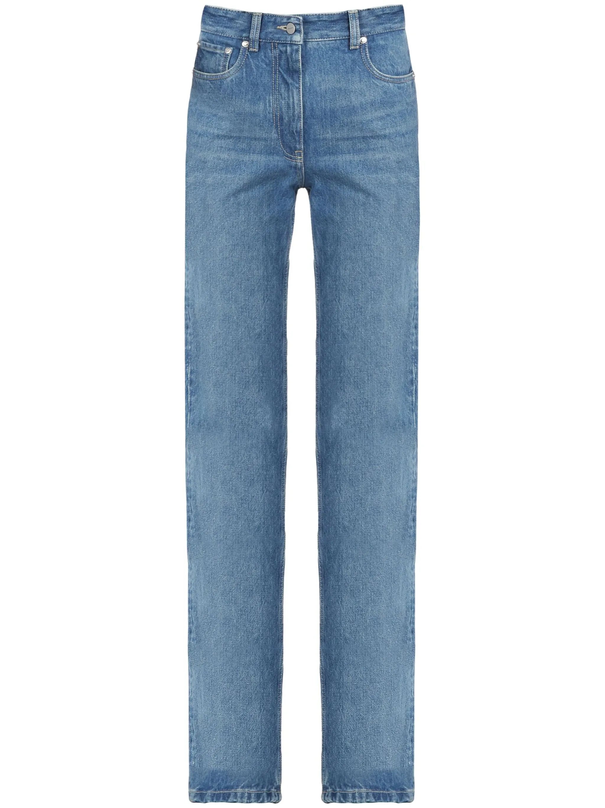 high-waisted flared jeans