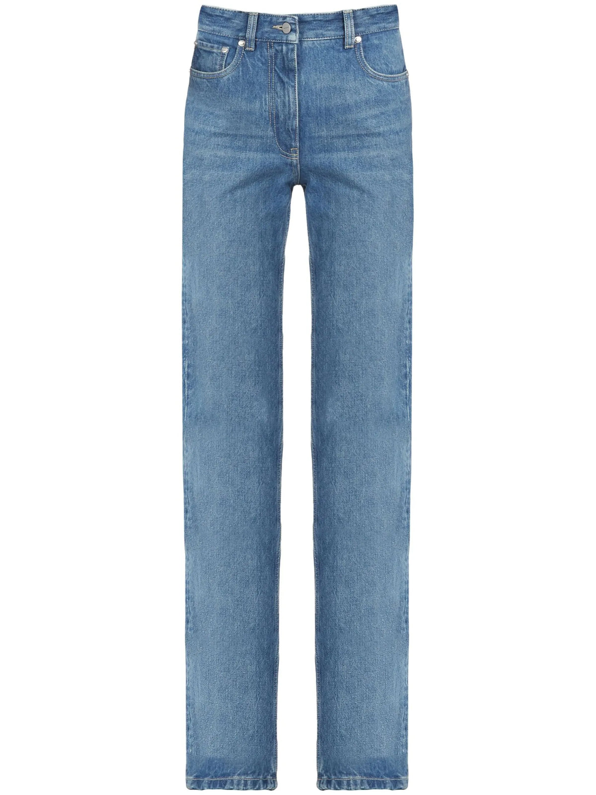 high-waisted flared jeans
