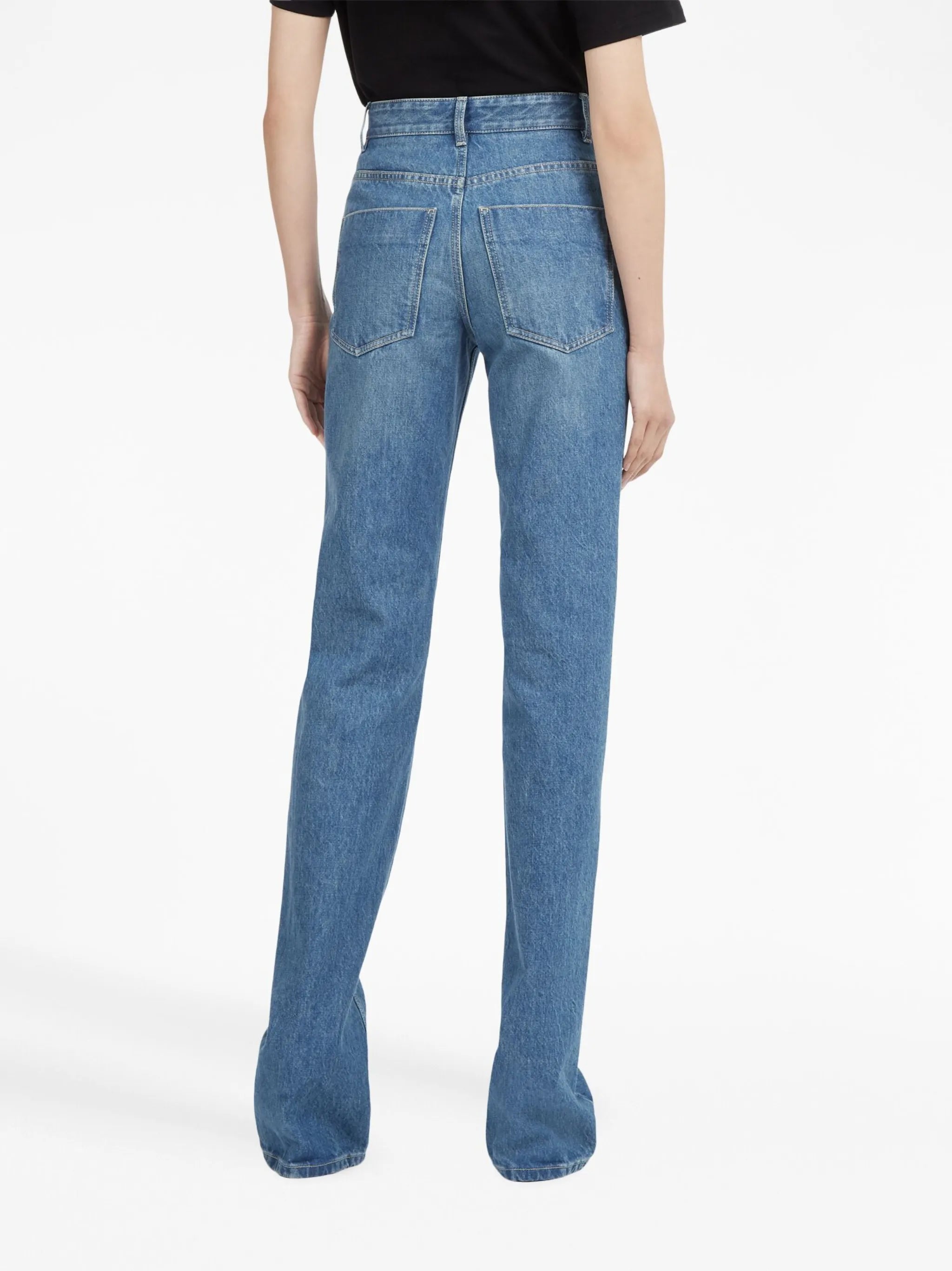 high-waisted flared jeans