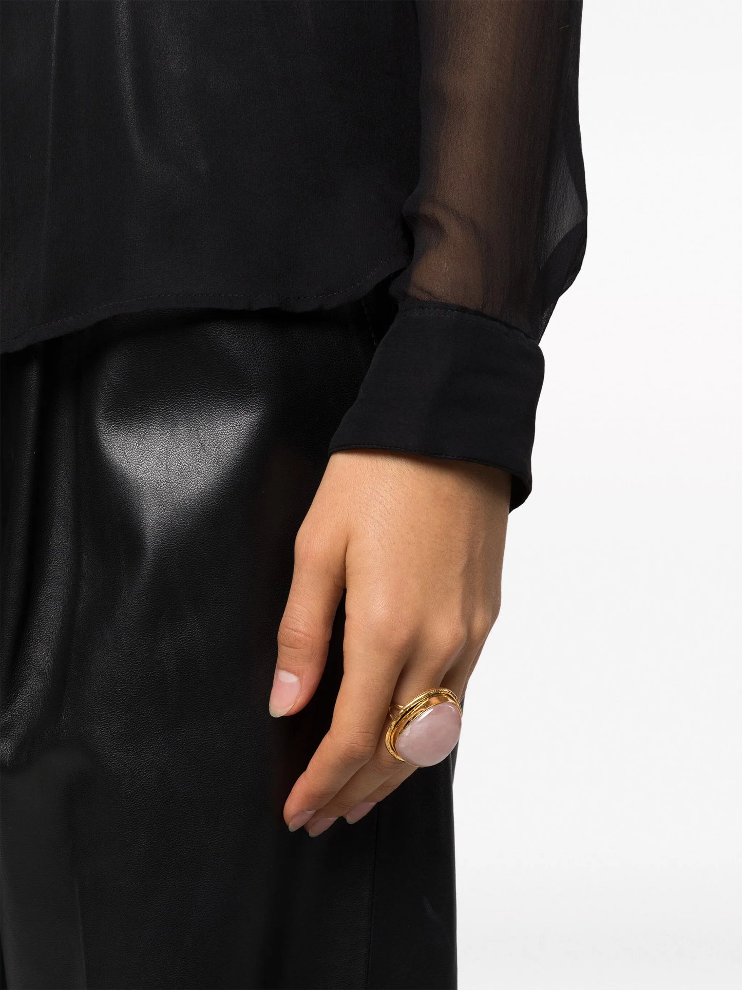 Macaron quartz-embellished ring