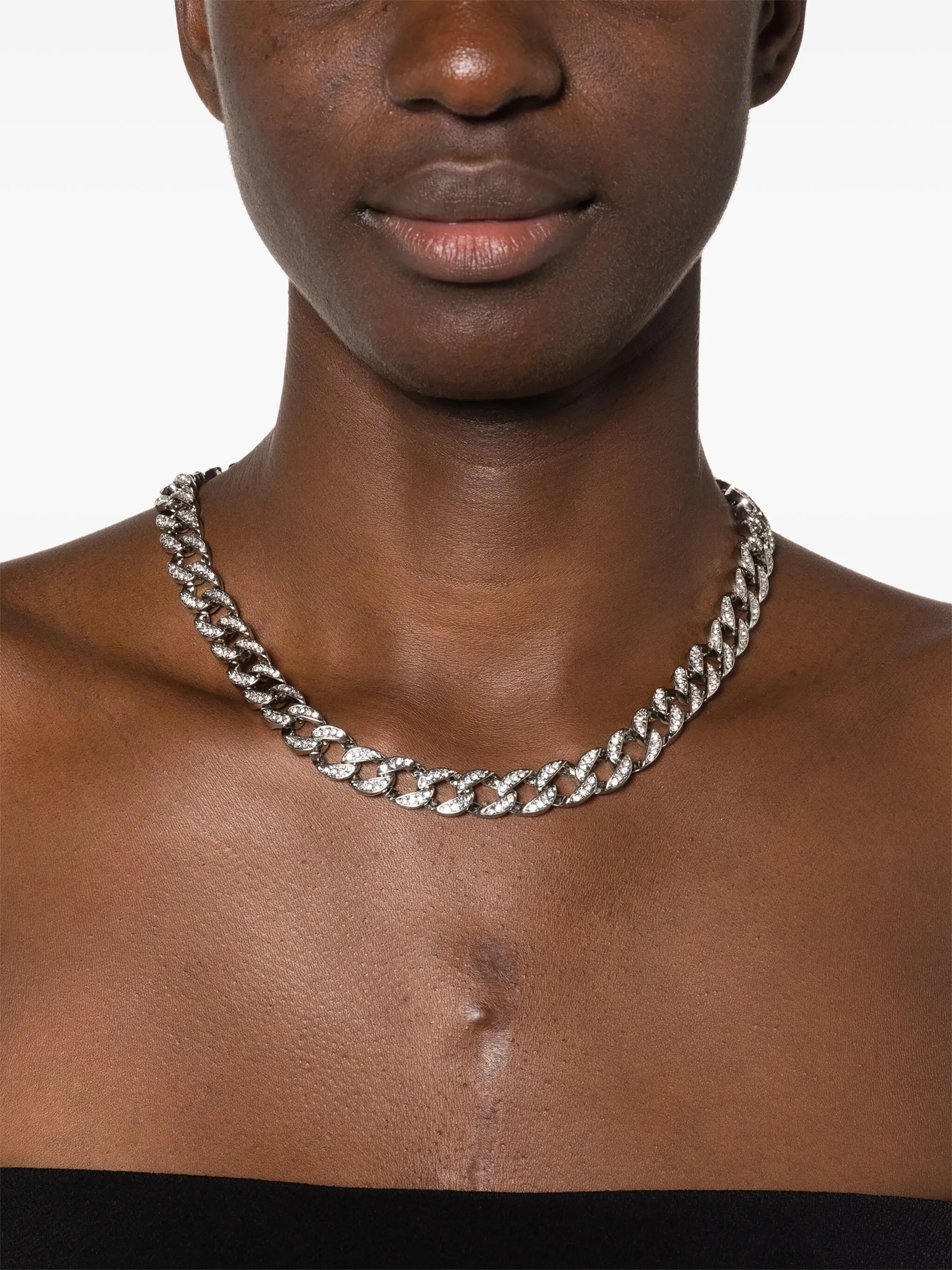 crystal-embellished chain-link necklace