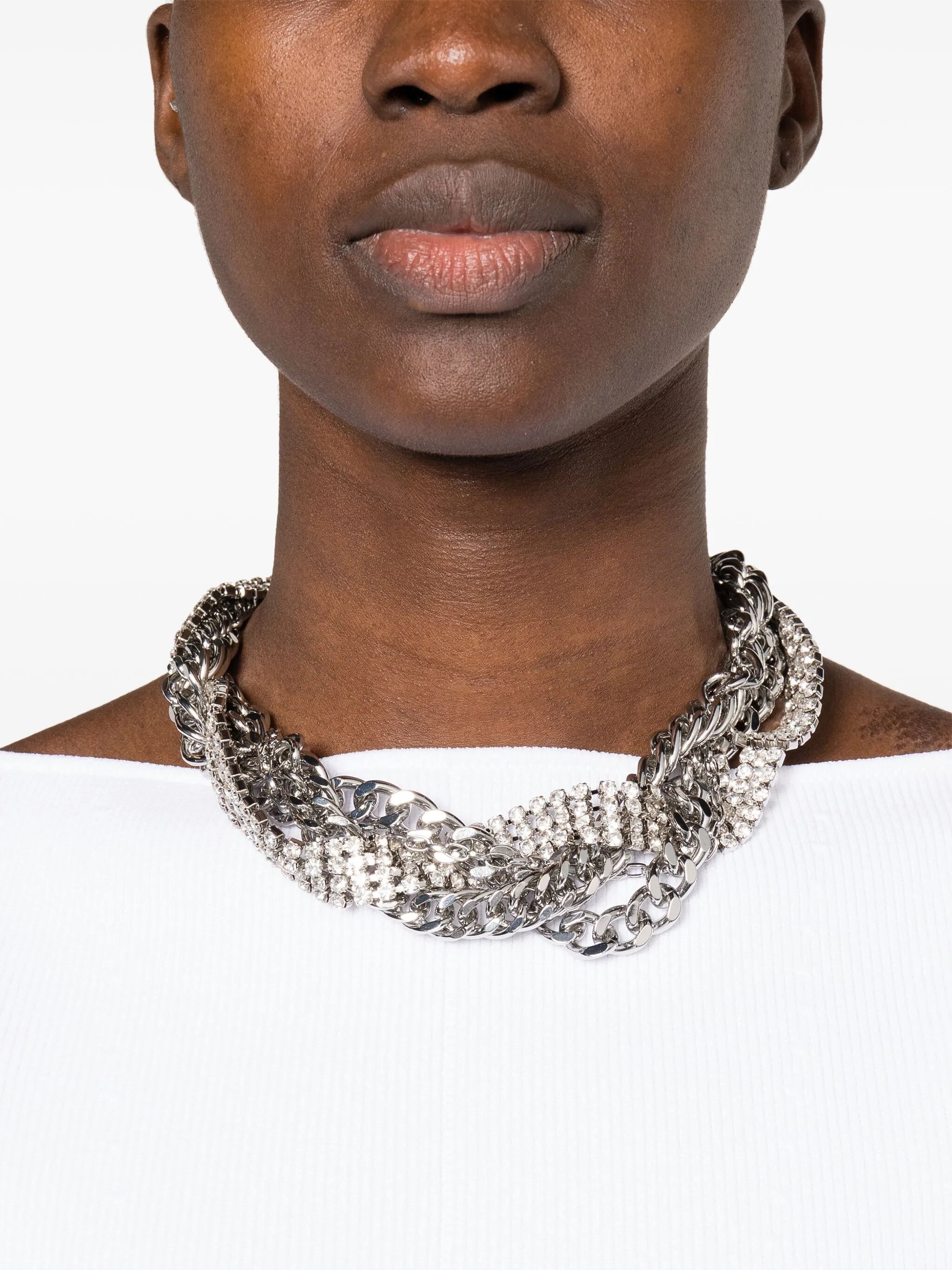 rhinestone-embellished layered necklace