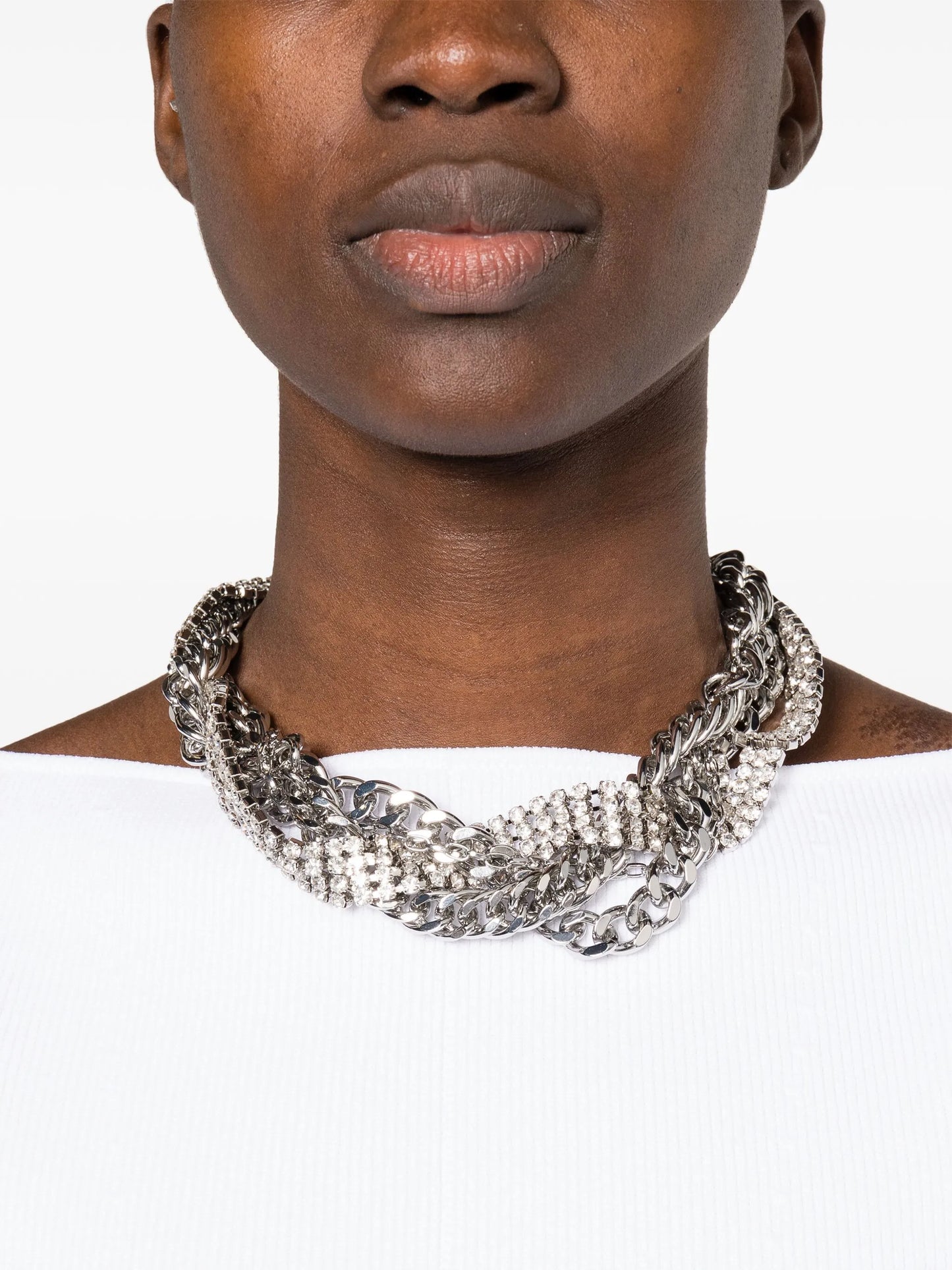 rhinestone-embellished layered necklace