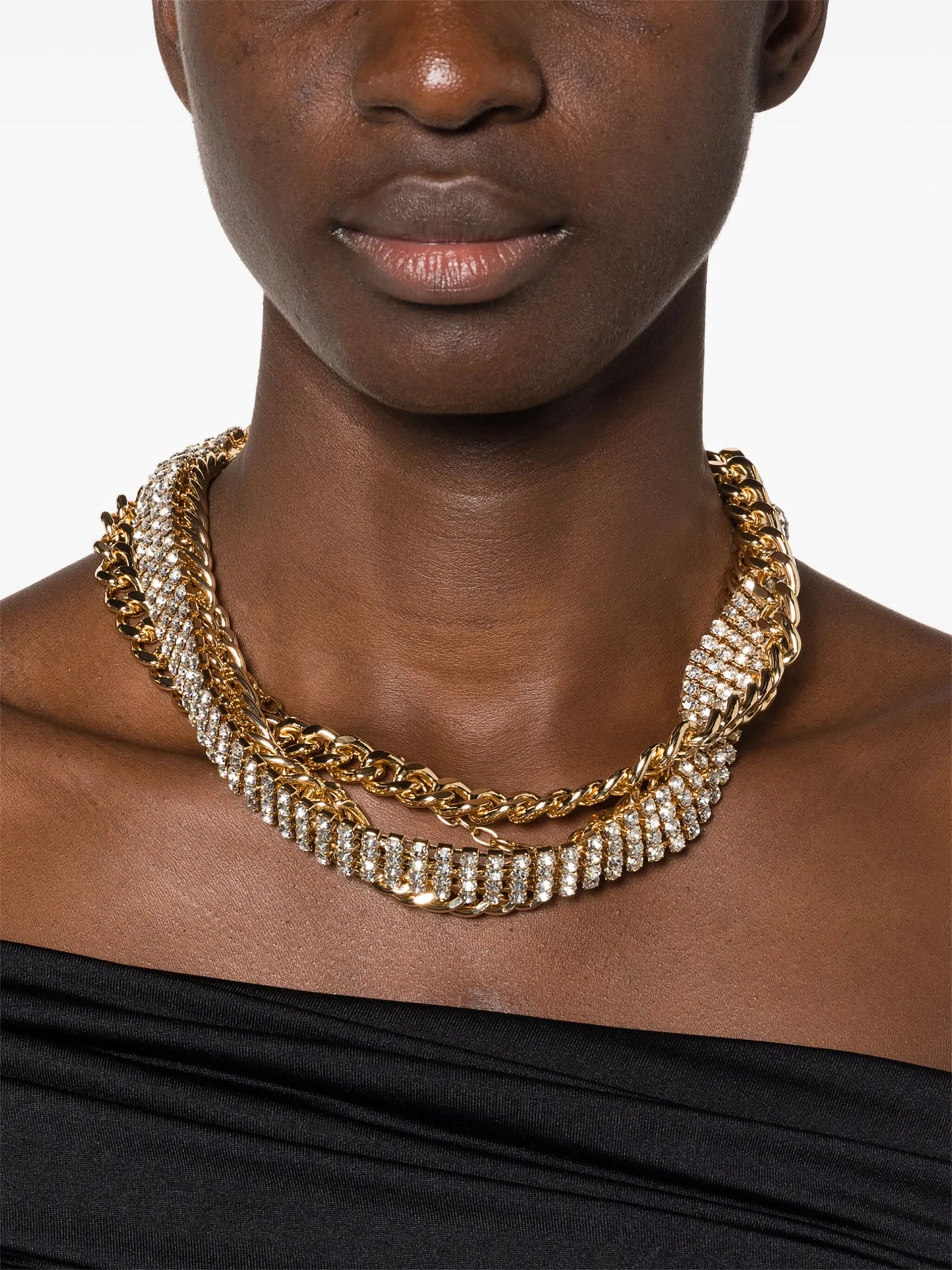 layered crystal chain necklace