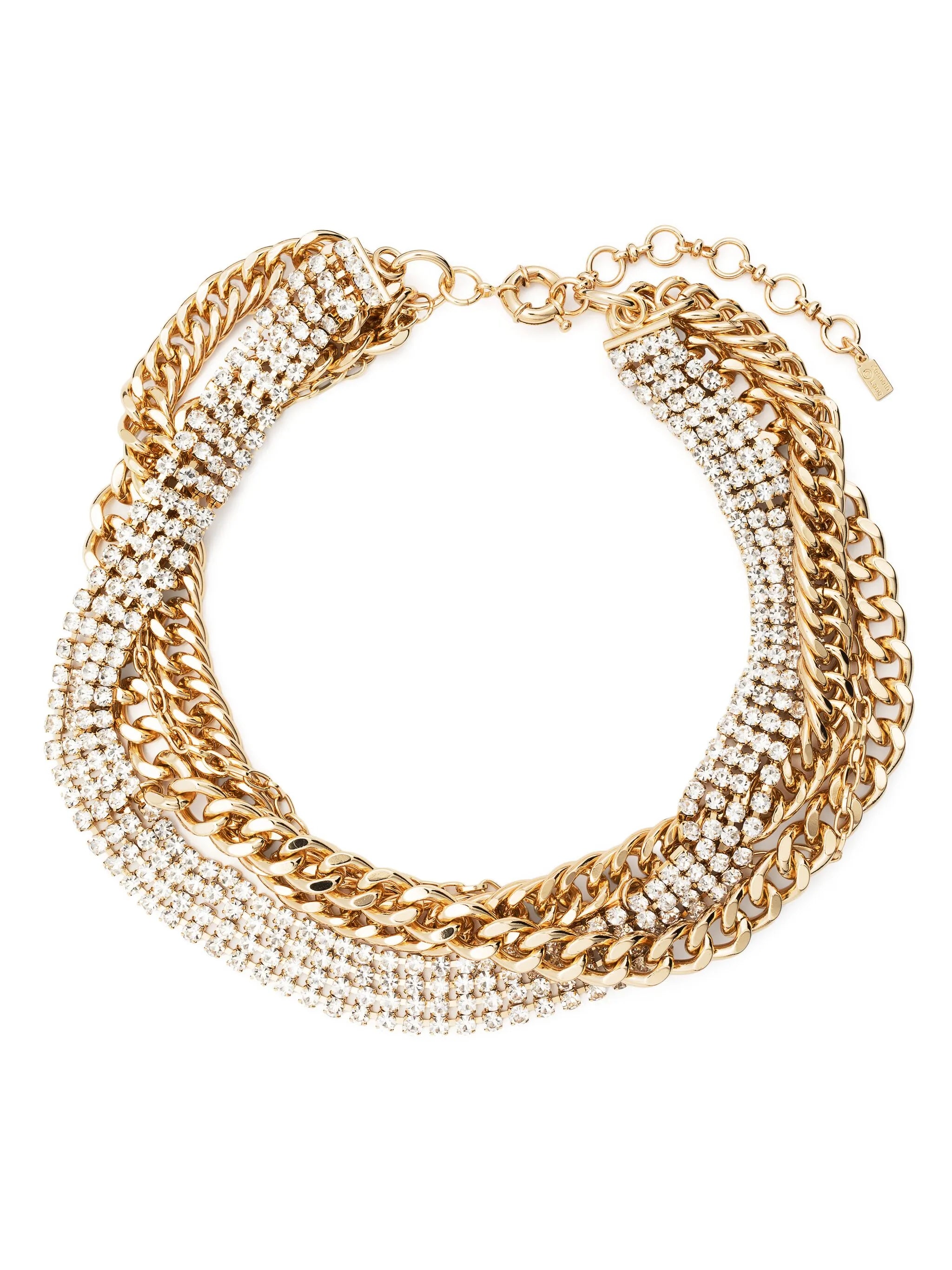 layered crystal chain necklace
