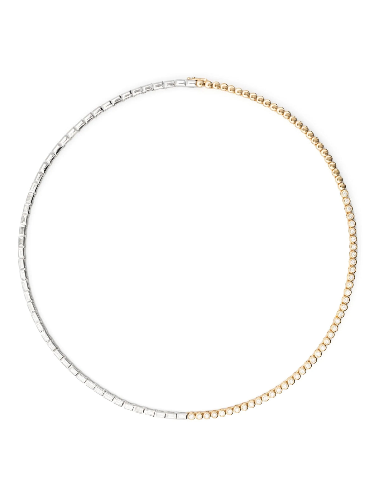 collier rivière baguettes clos & diamants 2 ors
