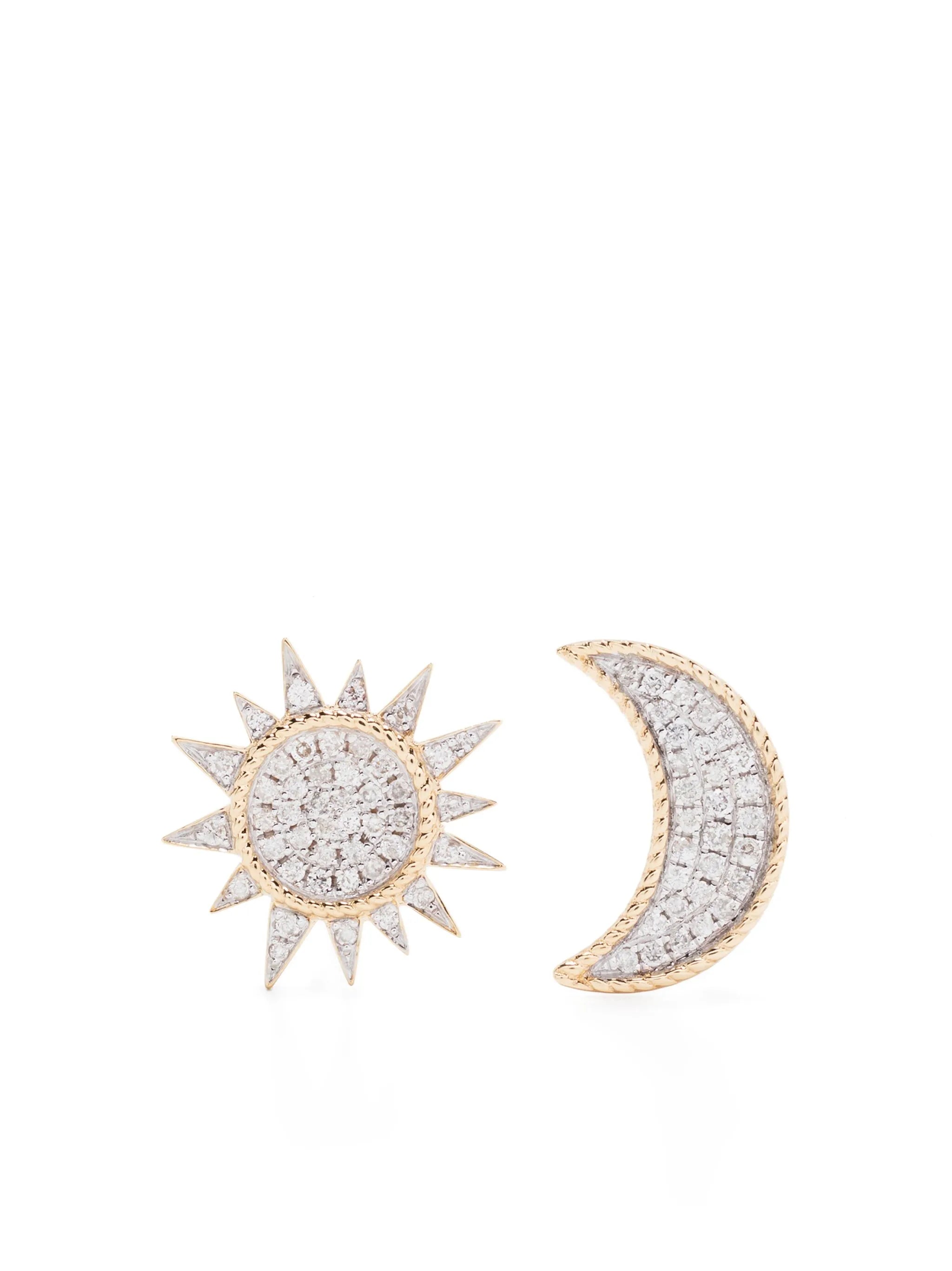 18kt yellow gold Soleil & Lune diamond stud earrings