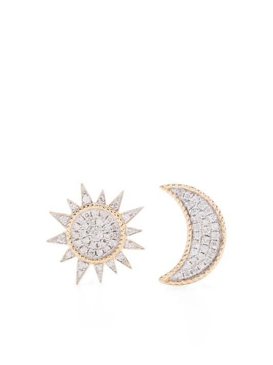 18kt yellow gold Soleil & Lune diamond stud earrings