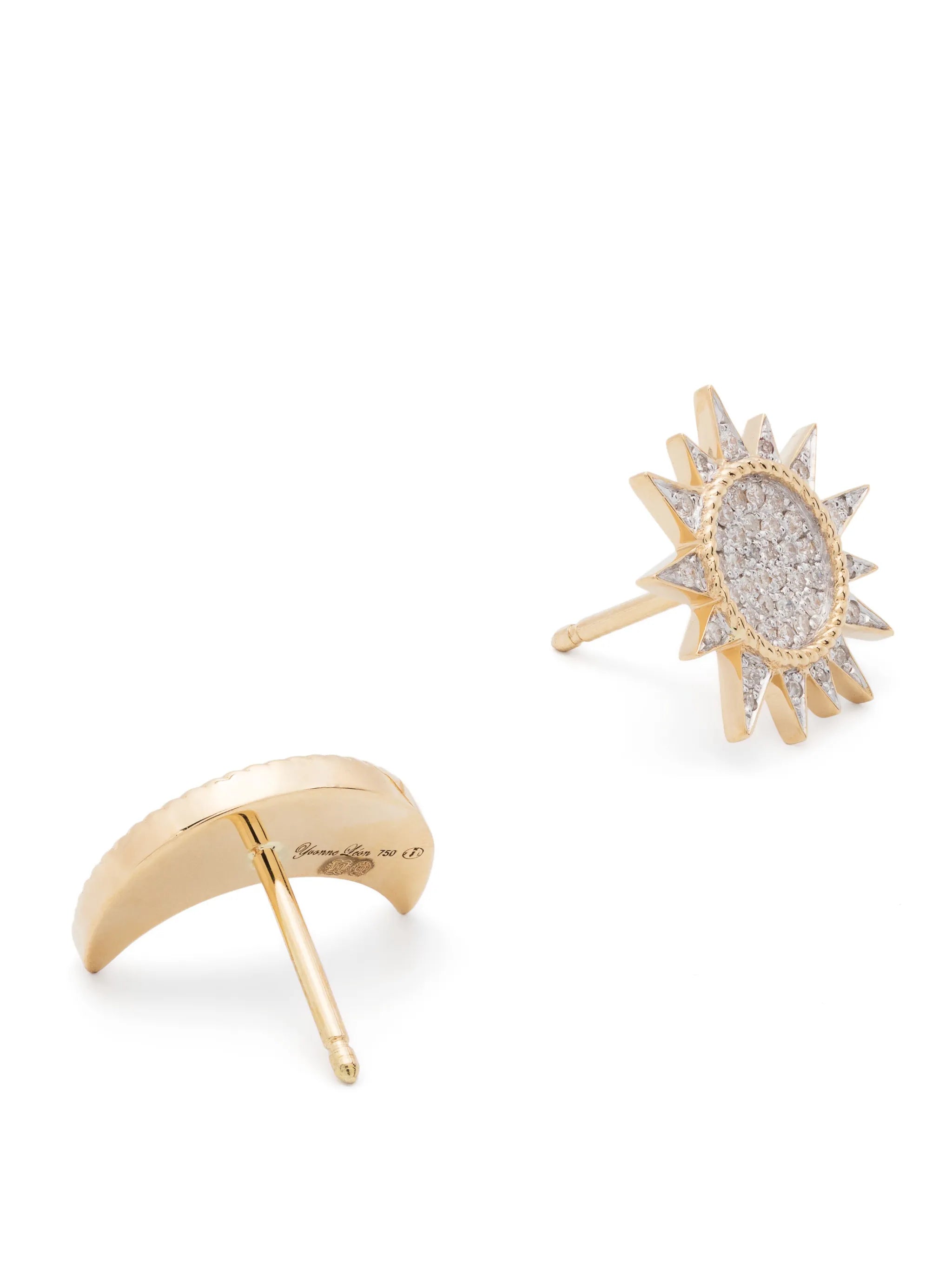 18kt yellow gold Soleil & Lune diamond stud earrings