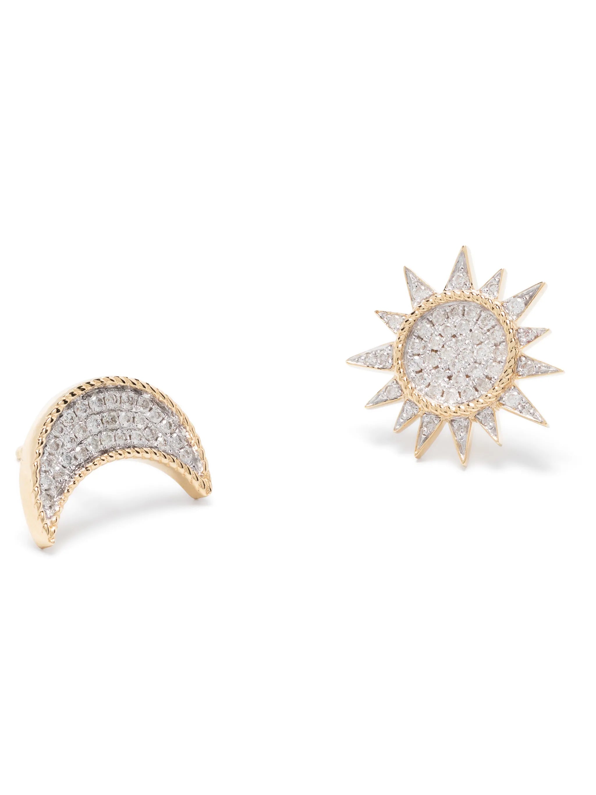 18kt yellow gold Soleil & Lune diamond stud earrings