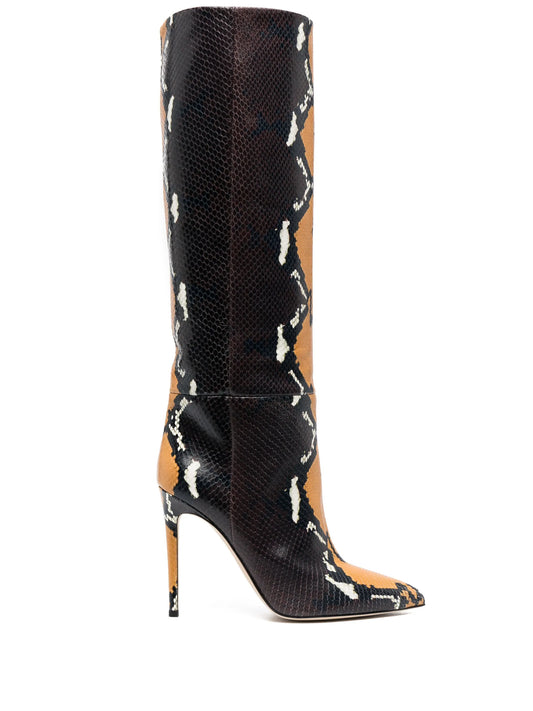 115mm python-print knee-high boots