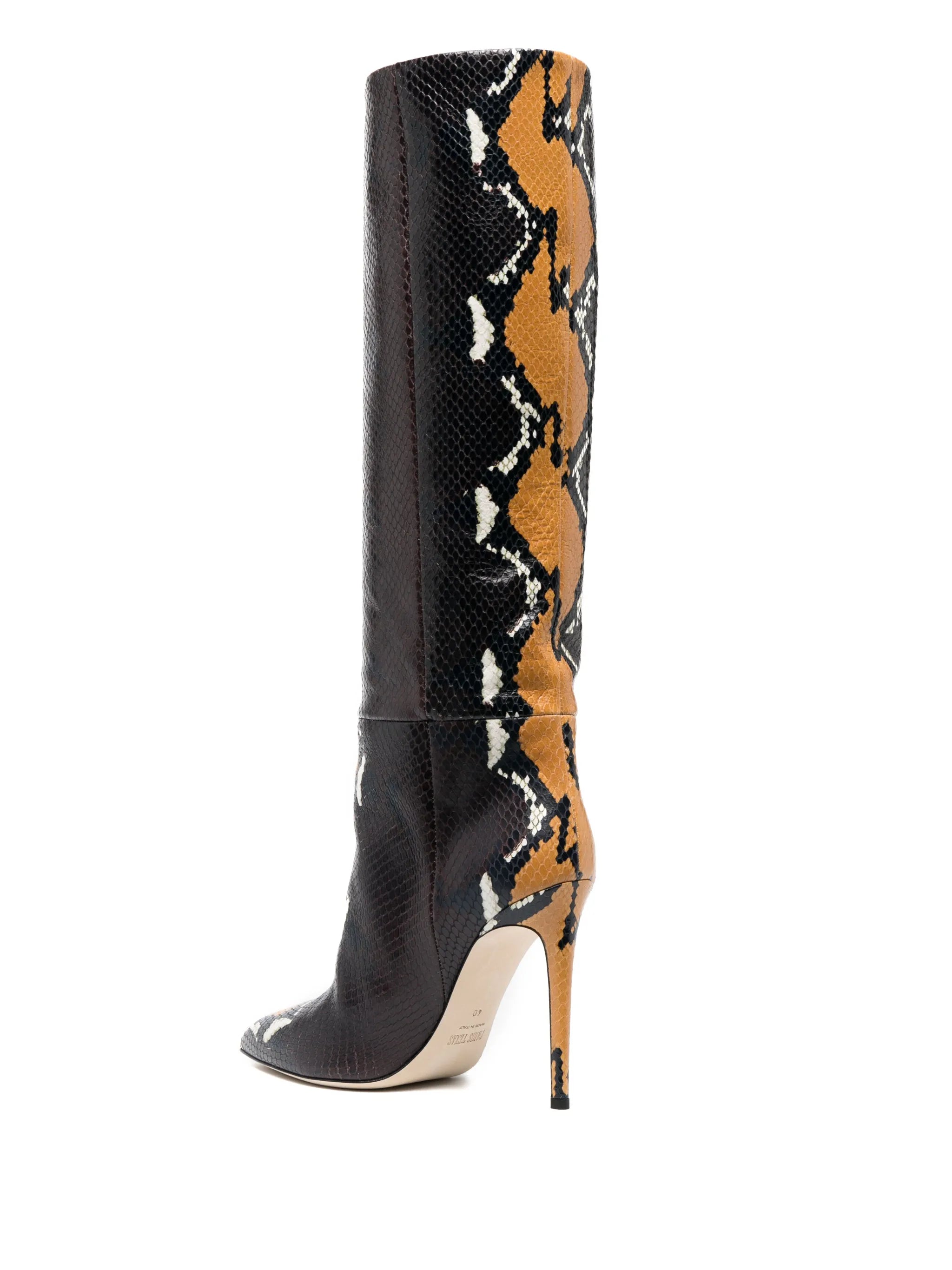 115mm python-print knee-high boots