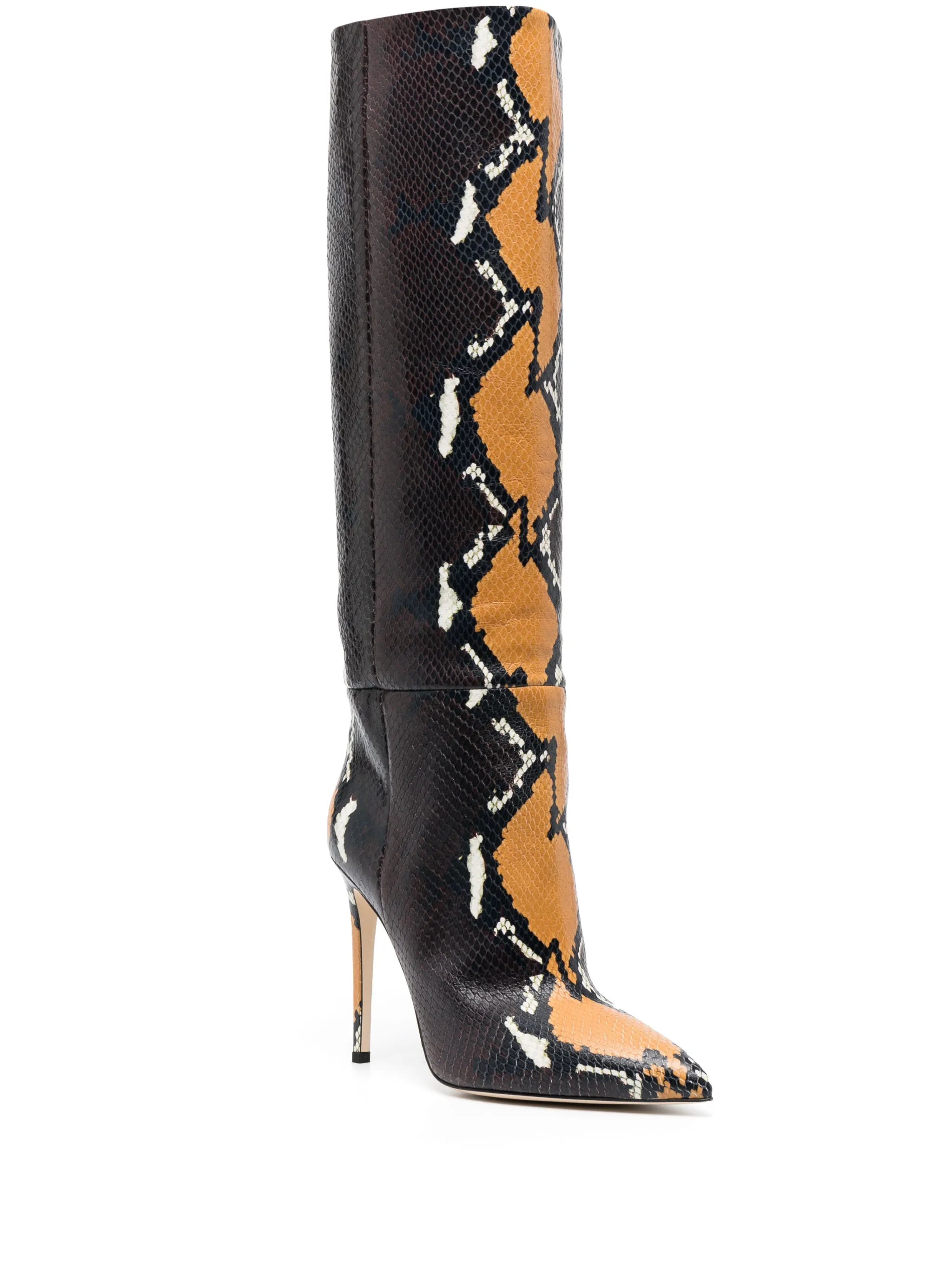 115mm python-print knee-high boots